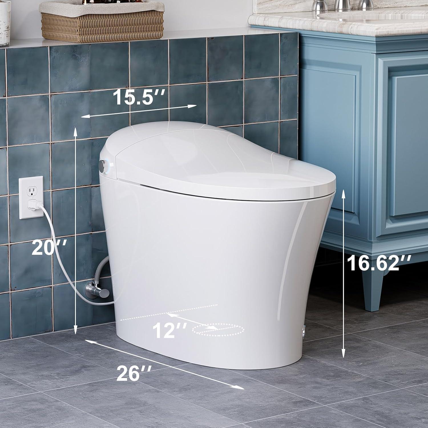 HOROW Smart Toilet with Heated Bidet, Tankless Toilet with Dual Flush 1/1.27 GPF,  Floor Mounted HR-T16S
