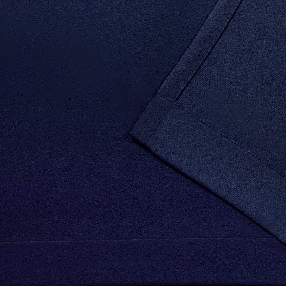 Set of 2 84"x52" Sateen Pinch Pleat Woven Blackout Back Tab Window Curtain Panel Blue Blue - Exclusive Home: Thermal Insulated Drapes