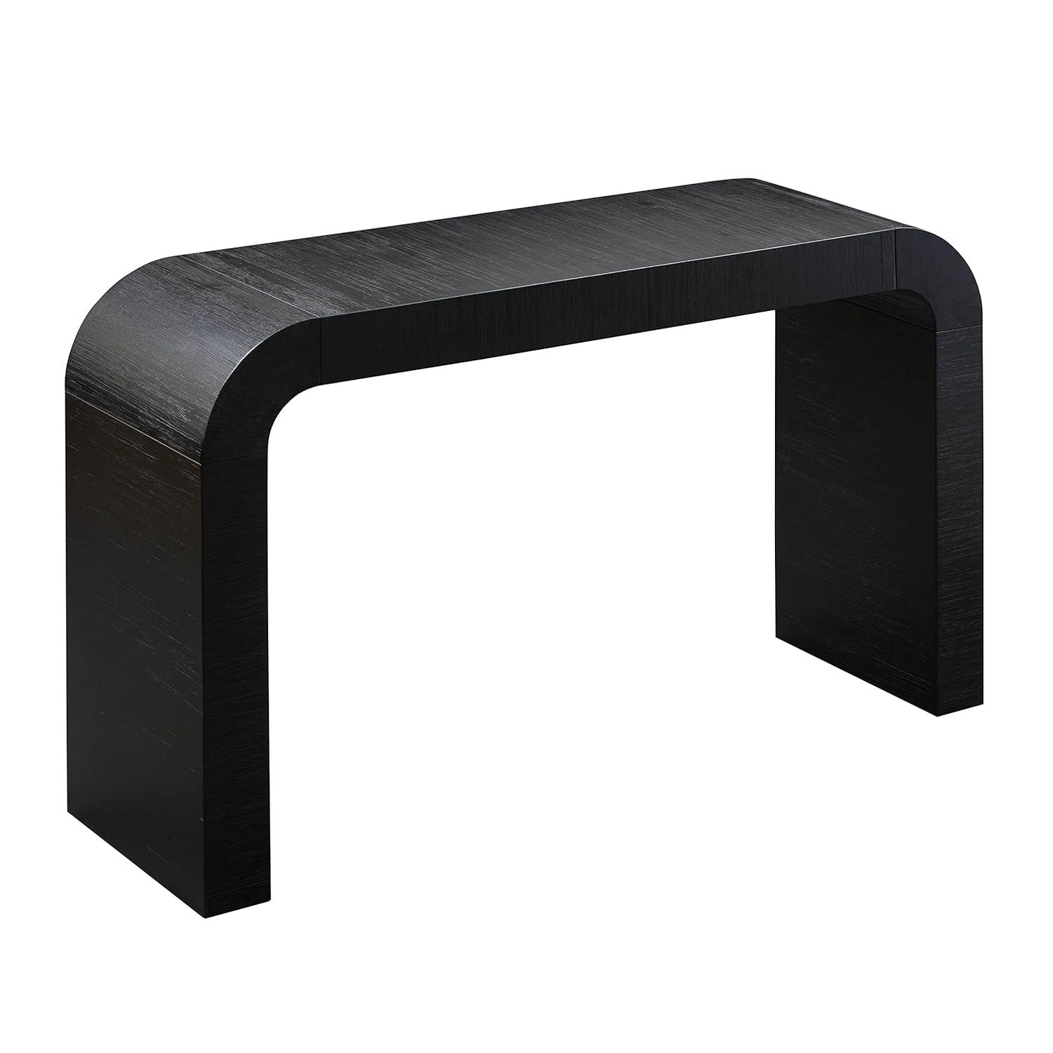 Maklaine Contemporary 31.9"H Acacia Wood Console Table in Black