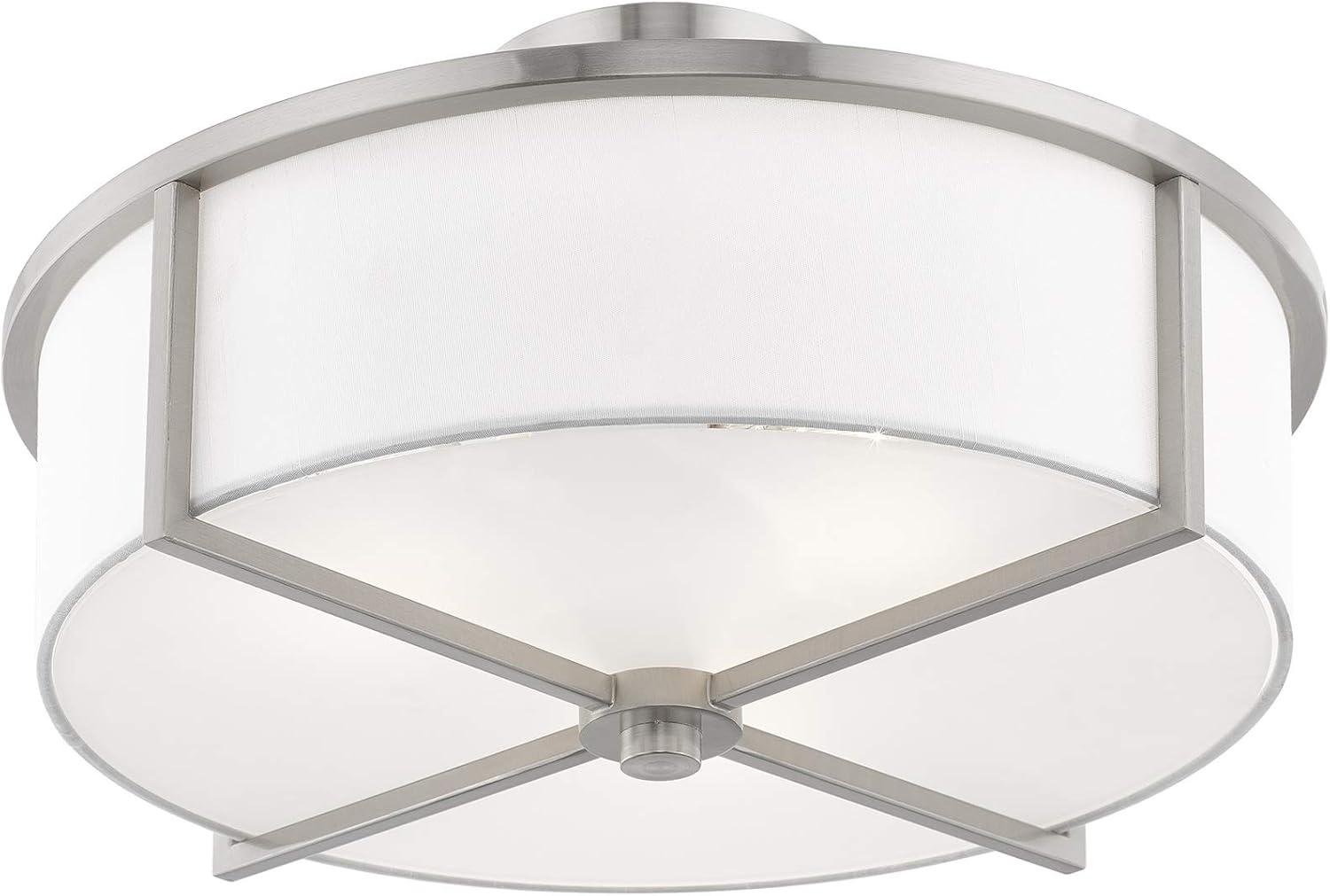 Wesley Brushed Nickel 3-Light Drum Ceiling Mount