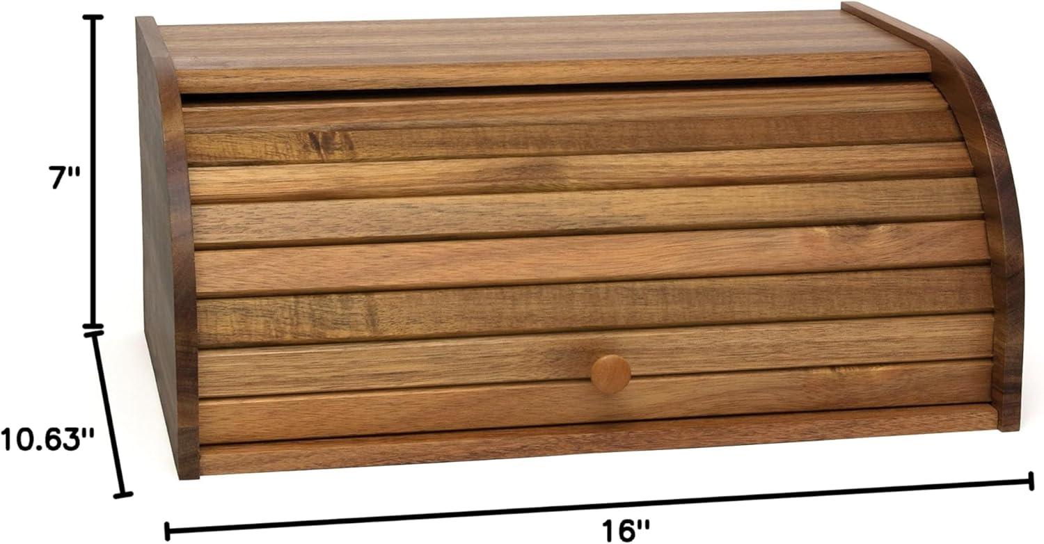 Acacia Wood Rolltop Bread Box with Natural Finish