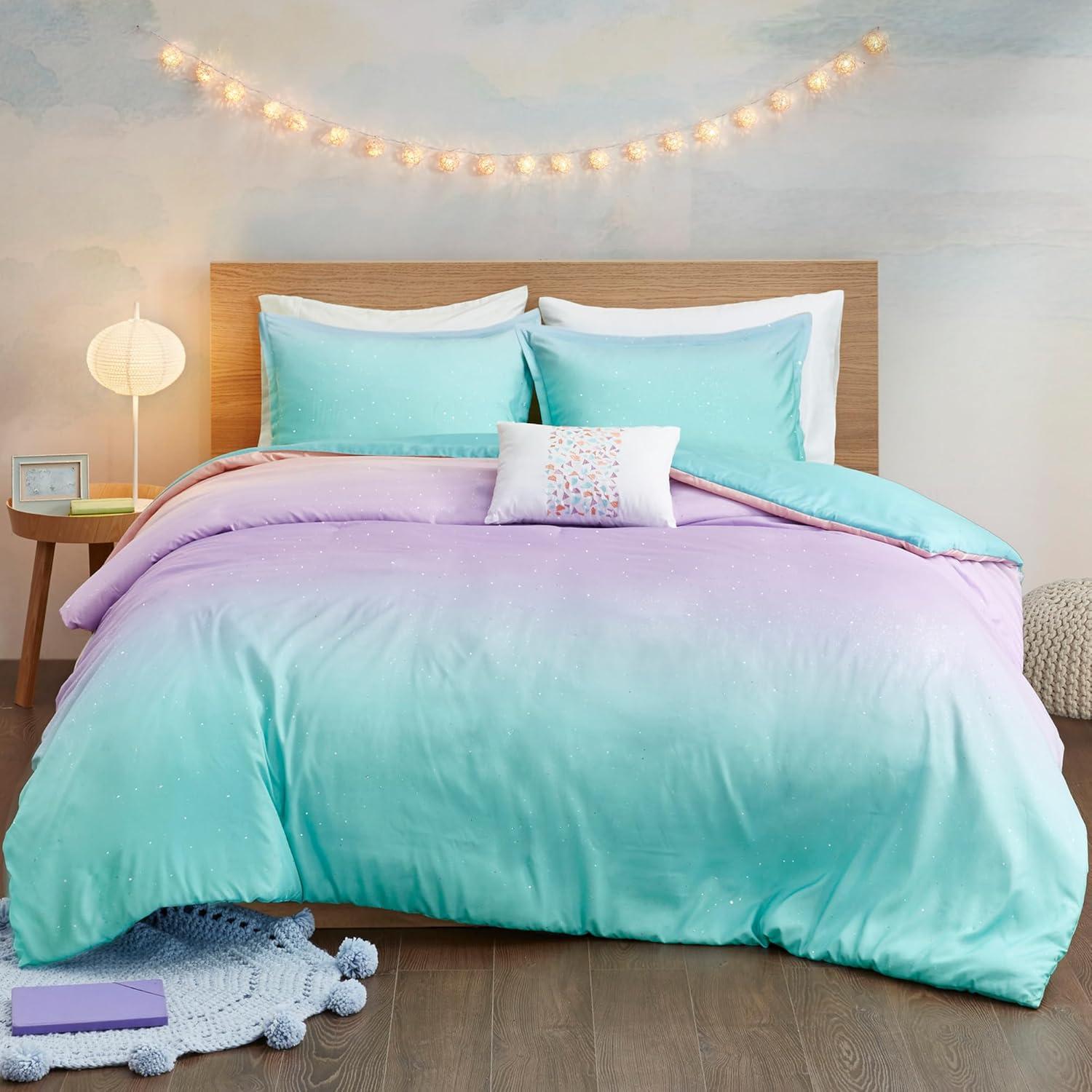 Intelligent Design Glimmer Watercolor Tye Dye Duvet Cover Set