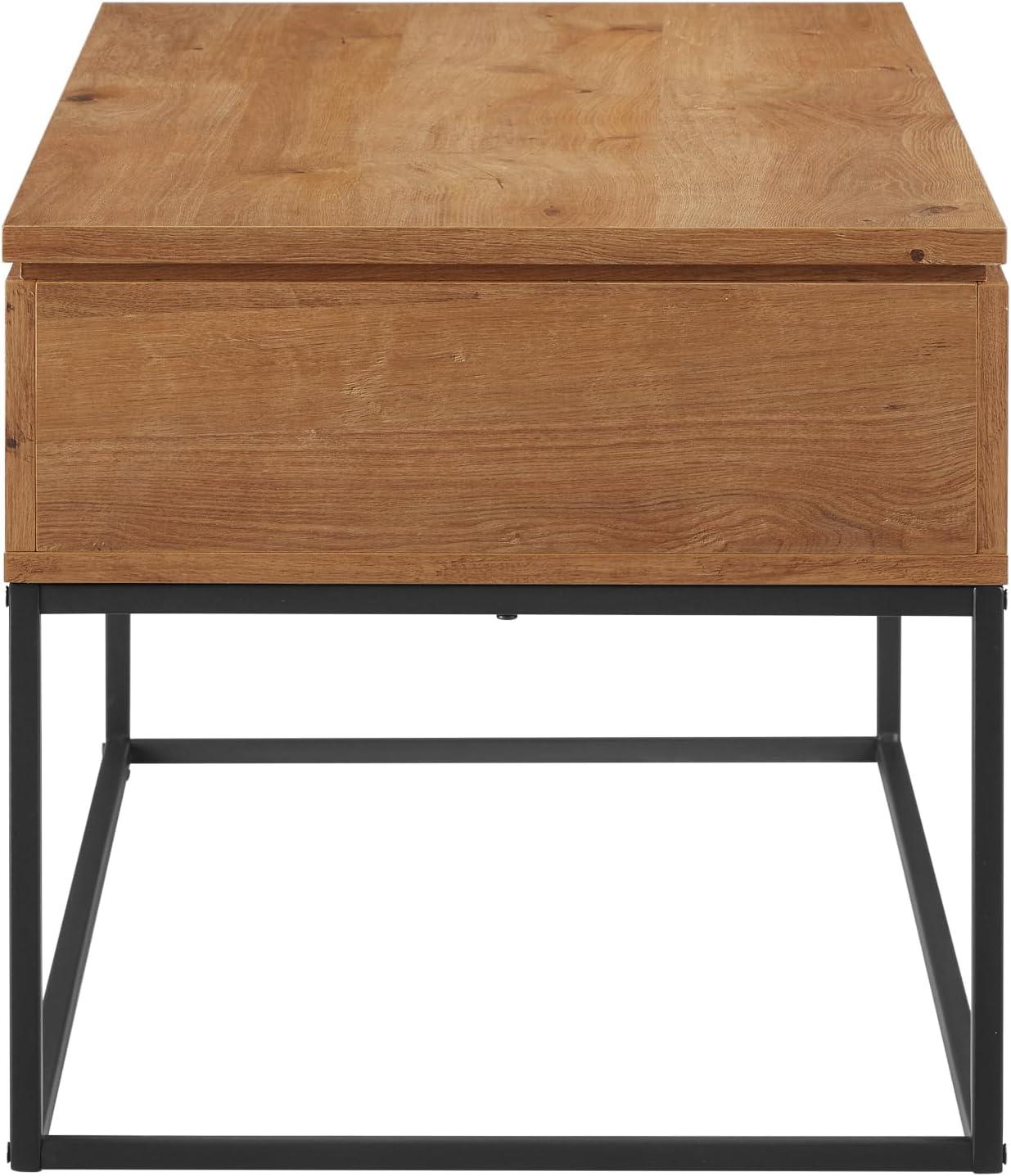 Walker Edison Modern Wood and Metal Lift-Top Coffee Table, English Oak