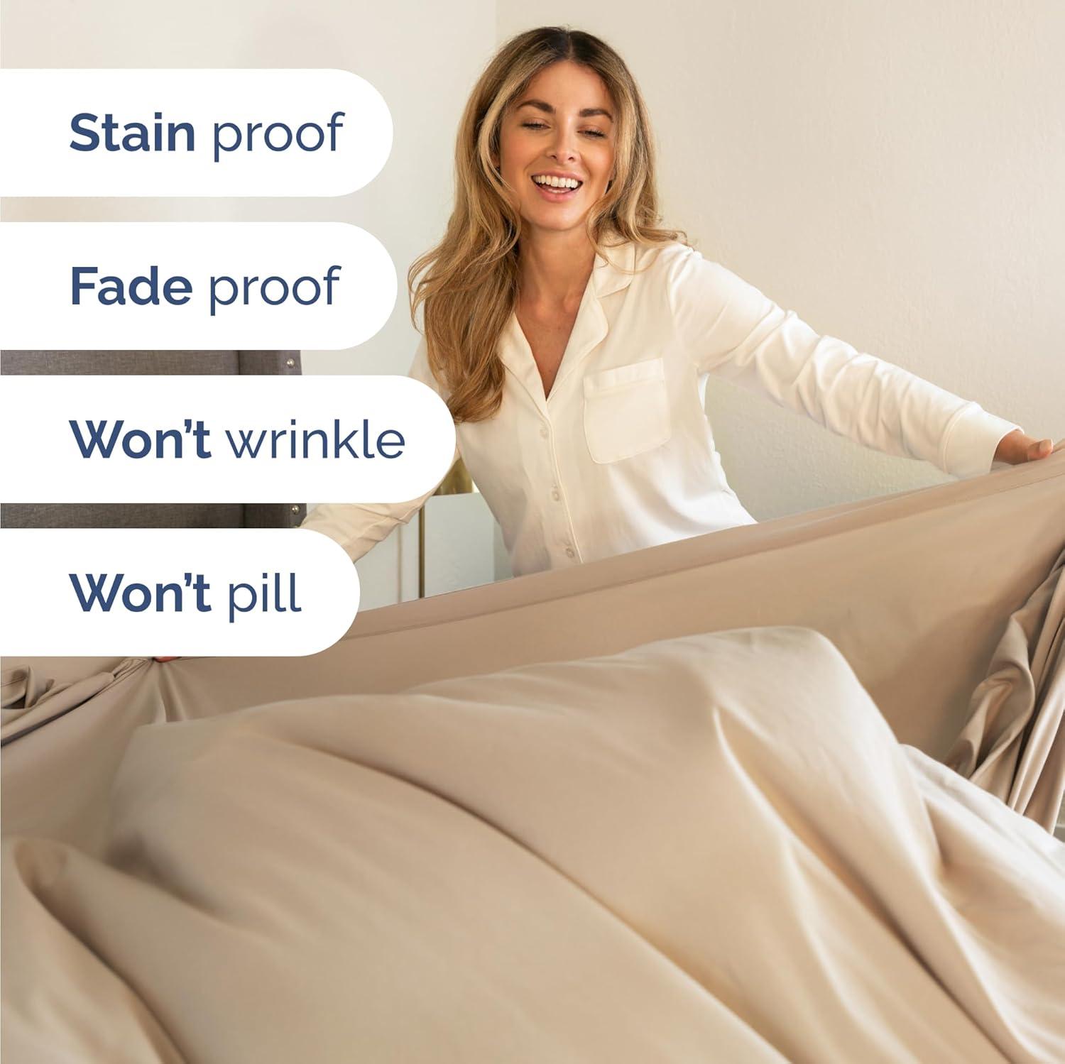 CGK Linens 6 Piece Soft & Cooling Solid Sheet Set - Wrinkle Free Luxury Bed Sheets