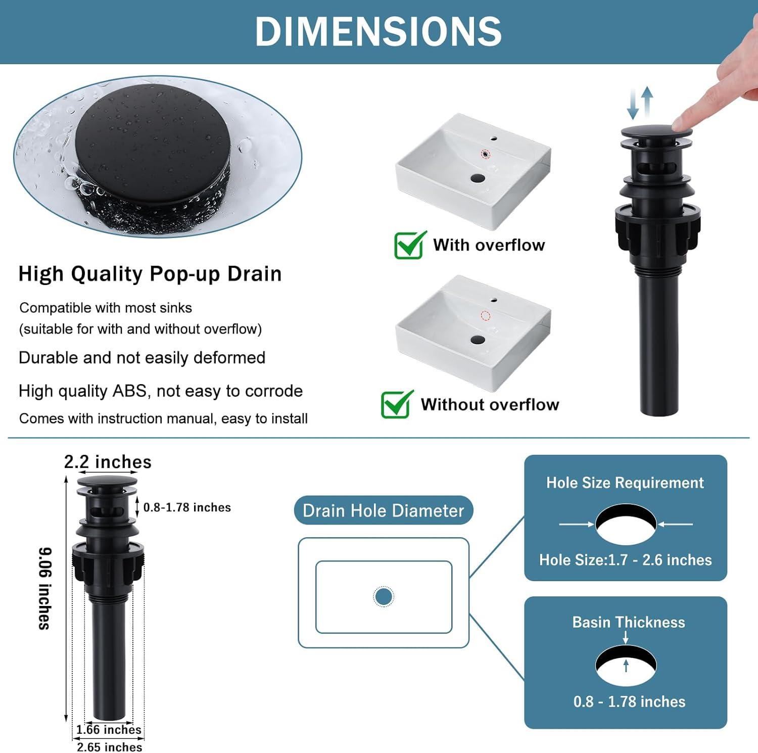 KZH Vessel Sink Faucet, Matte Black Tall Waterfall Spout Bathroom Faucet,Single Handle Bathroom Sink Faucet for 1 Hole Mixer Tap Washbasin Vanity Faucet with Pop-up Drain and Supply Hoses