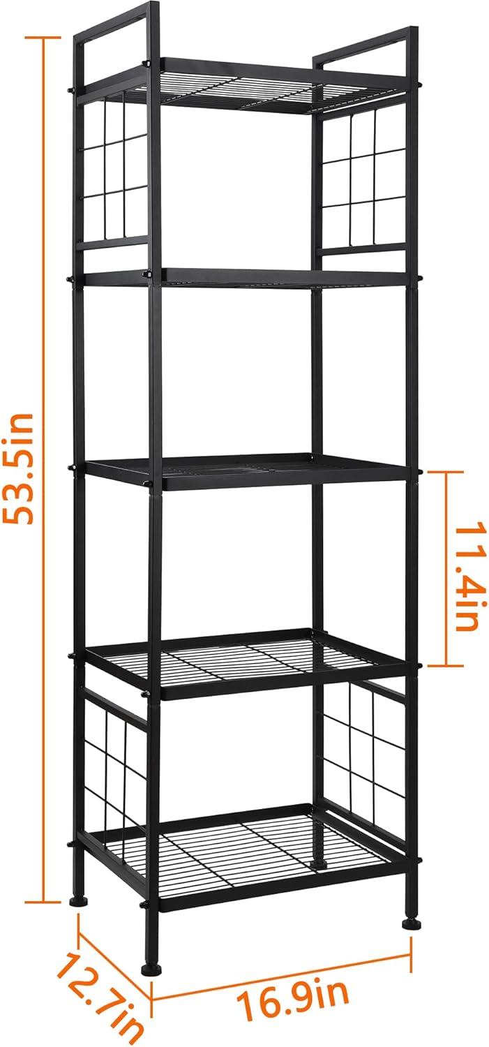 5-Wire Standing Storage Shelves, Metal Shelving Unit Pantry Rack for Laundry Kitchen Bathroom Organizer(Black)