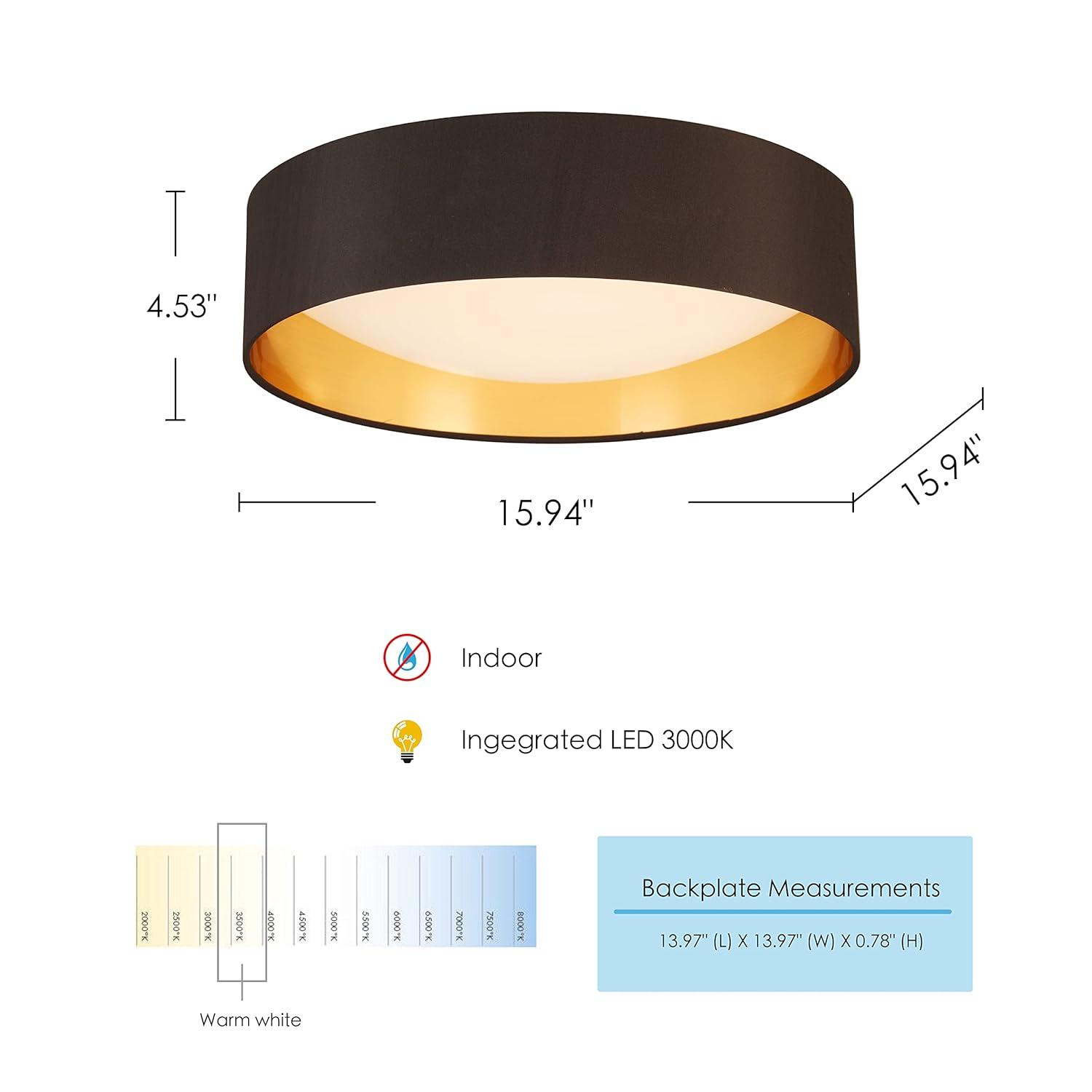 Eglo Lighting Orme 16 Inch Flush Mount Ceiling Light Fixture, Black & Gold