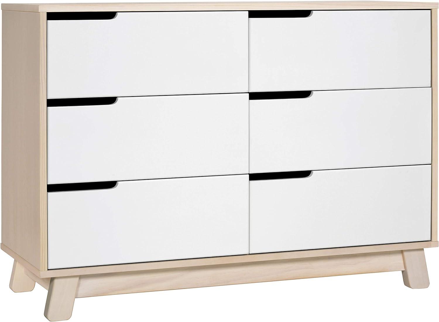 Hudson Mid-Century Modern 6-Drawer Dresser in Washed Natural/White