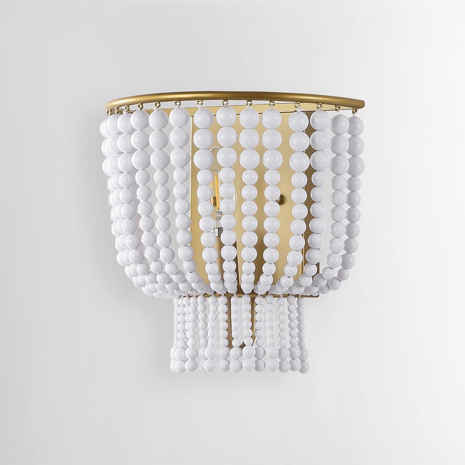 Celyn Boho Glam Black and Gold Beaded Wall Sconce