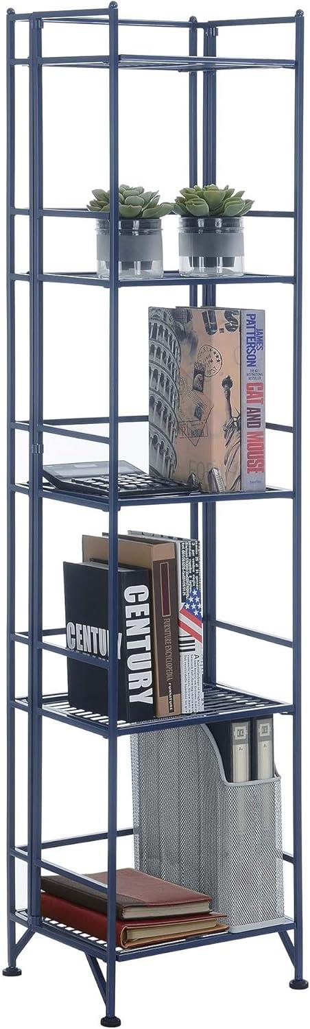 Convenience Concepts Xtra Storage 5 Tier Folding Metal Shelf, Cobalt Blue