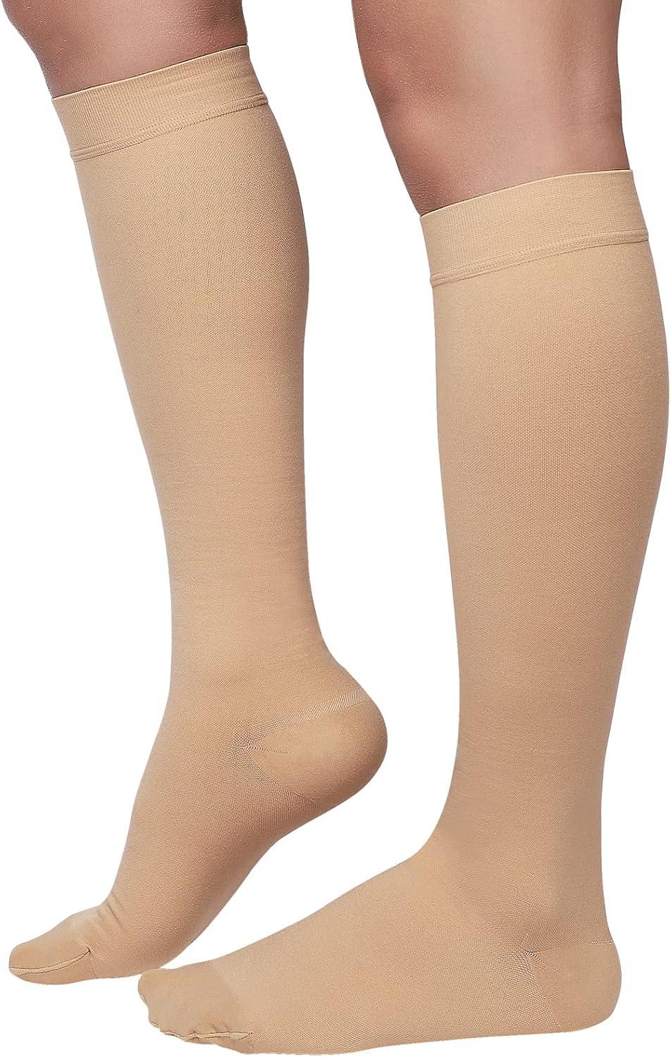 Truform Stockings, Knee High, Closed Toe: 20-30 mmHg, Beige, Medium