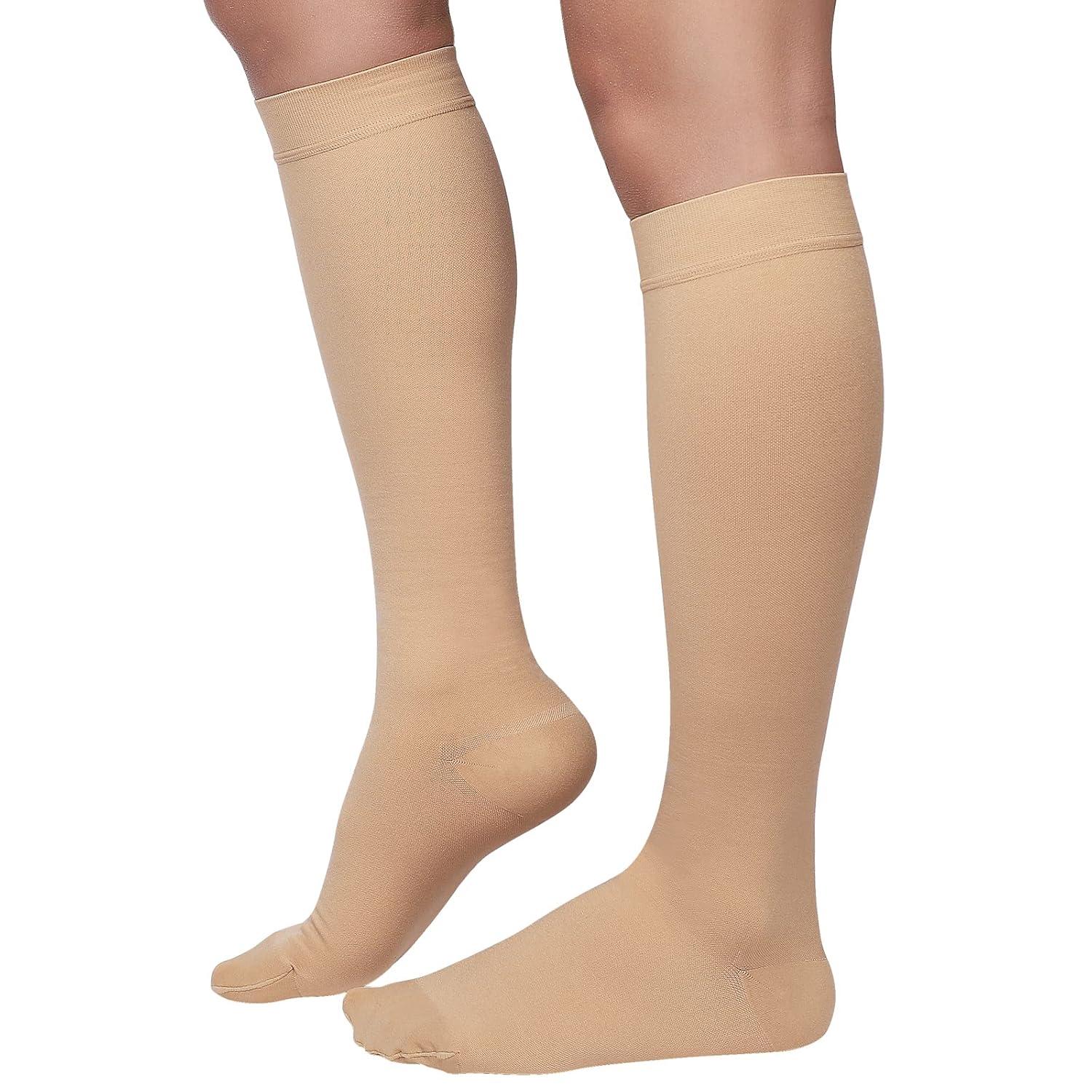 Truform Stockings, Knee High, Closed Toe: 20-30 mmHg, Beige, Medium