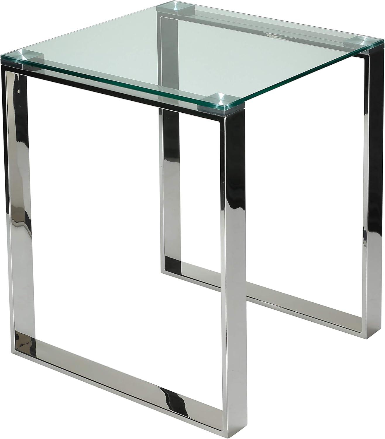 Cortesi Home  Remi Contemporary Chrome Square Glass End Table