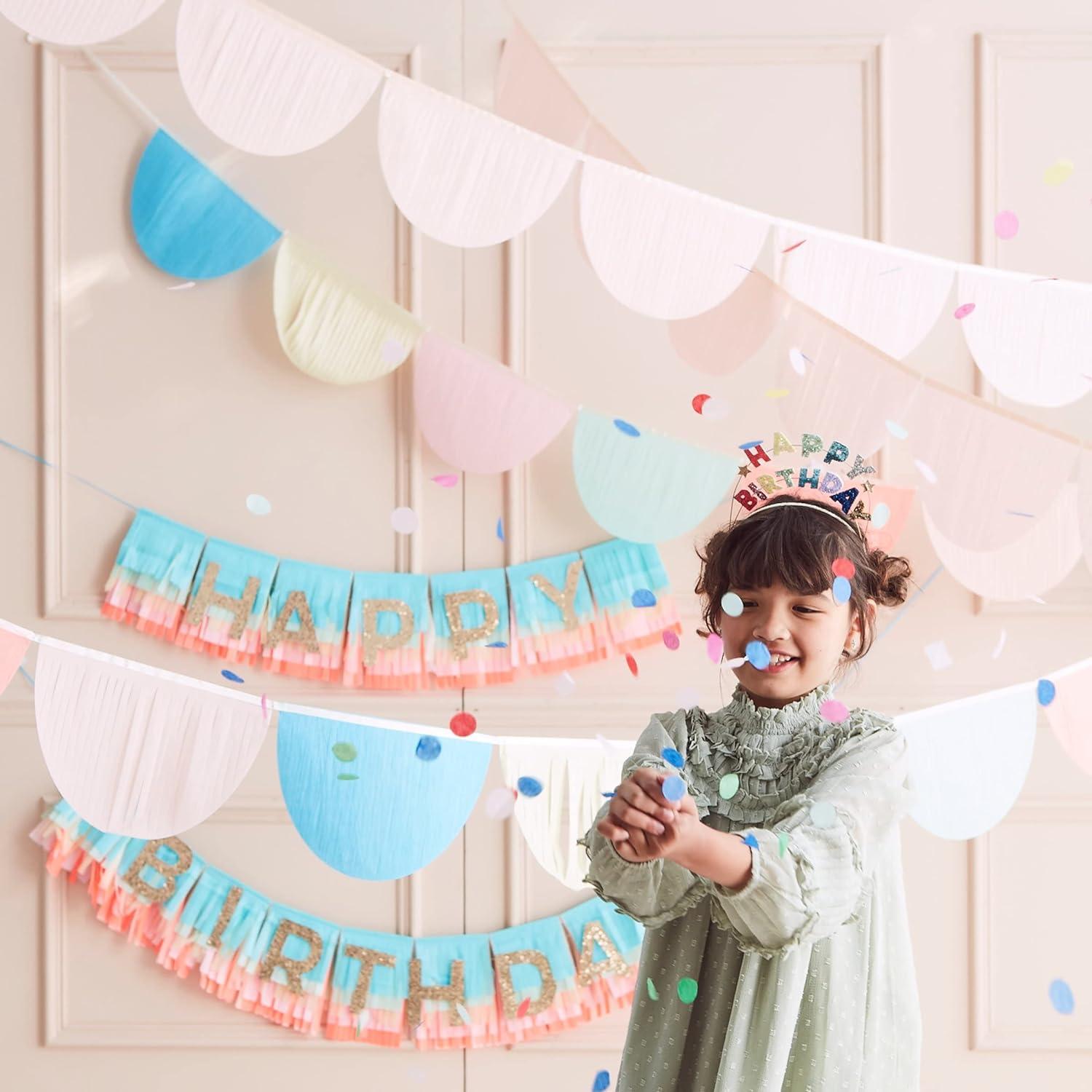 Rainbow Scallop Tissue Paper Garland Banner