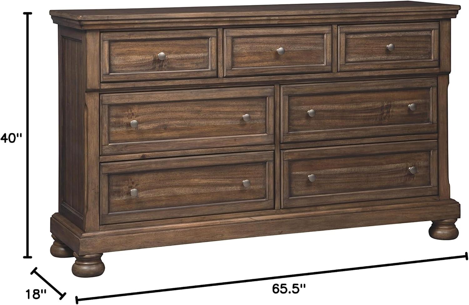 Ashley Furniture Flynnter 7 Drawer Dresser in Medium Brown