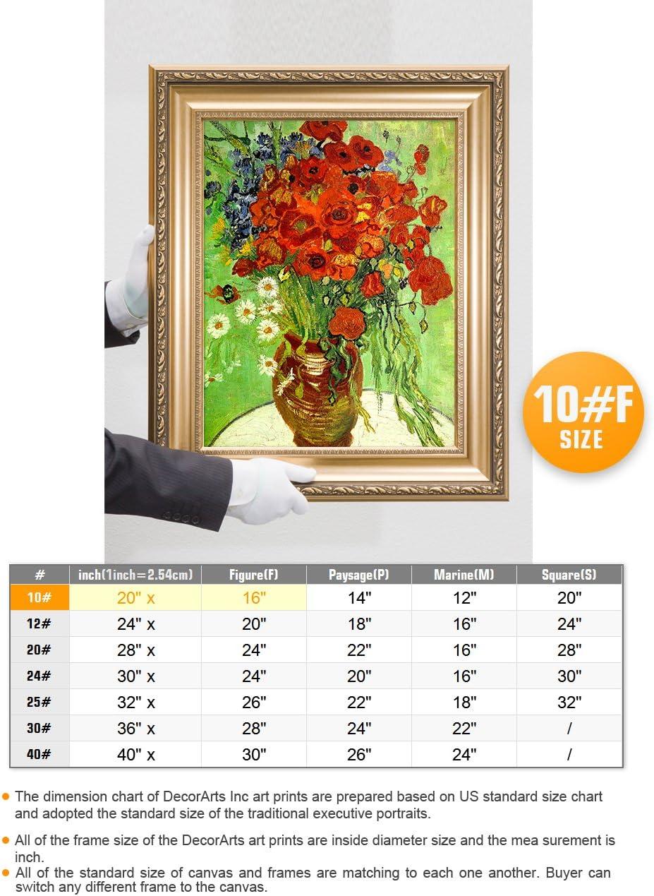 DECORARTS - Red Poppies and Daisies, Vincent Van Gogh Art Reproduction. Giclee Prints Match with Golden Framed for Wall Decor. Picture Size: 20x16 in, Framed Size: 26x22 in
