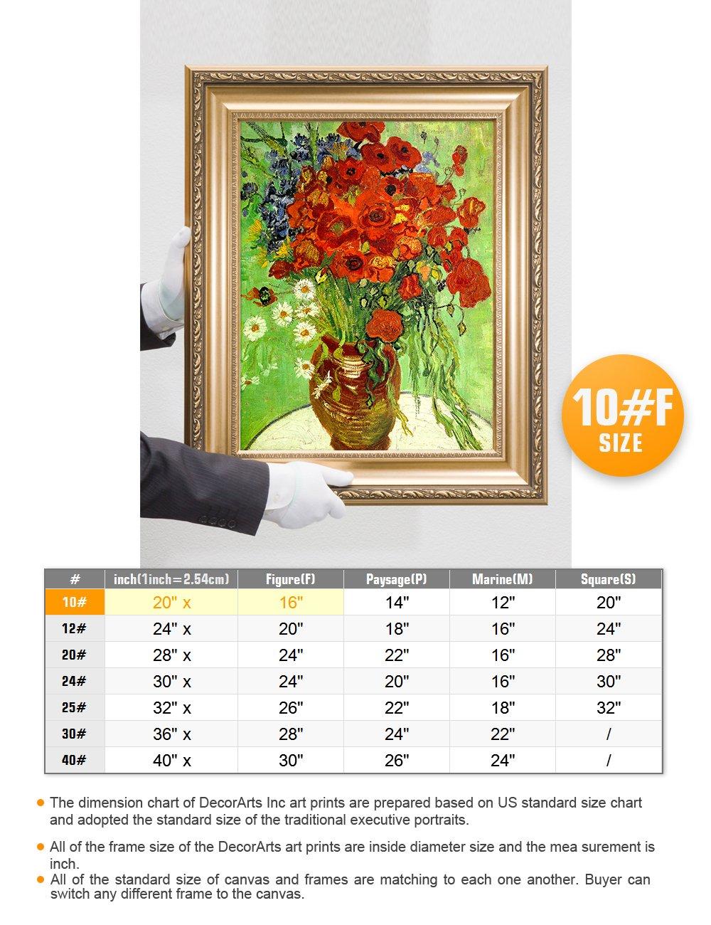 DECORARTS - Red Poppies and Daisies, Vincent Van Gogh Art Reproduction. Giclee Prints Match with Golden Framed for Wall Decor. Picture Size: 20x16 in, Framed Size: 26x22 in