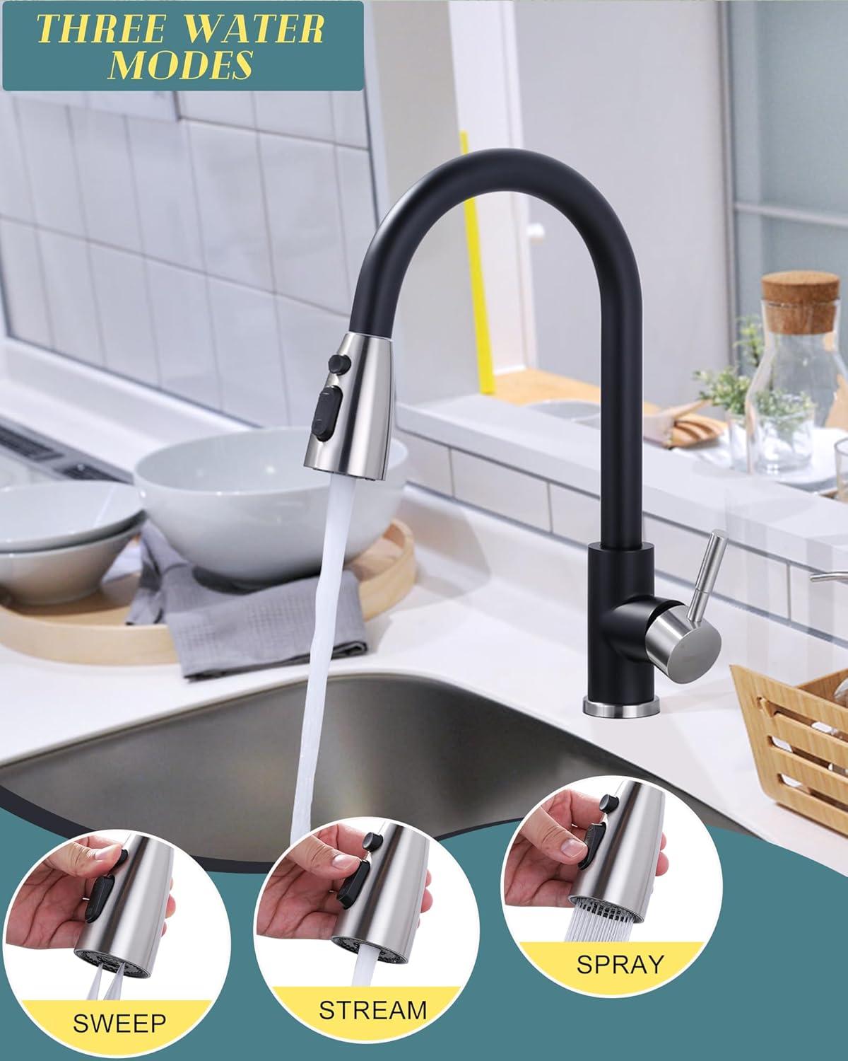 High Arc Pull Down Kitchen Faucet with Sprayer