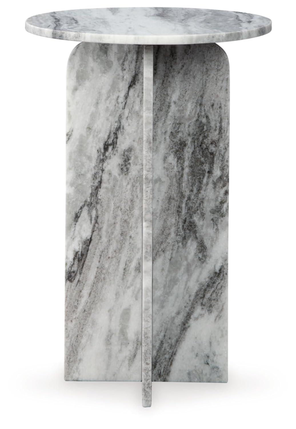 Gray Marble Round Contemporary Accent Table