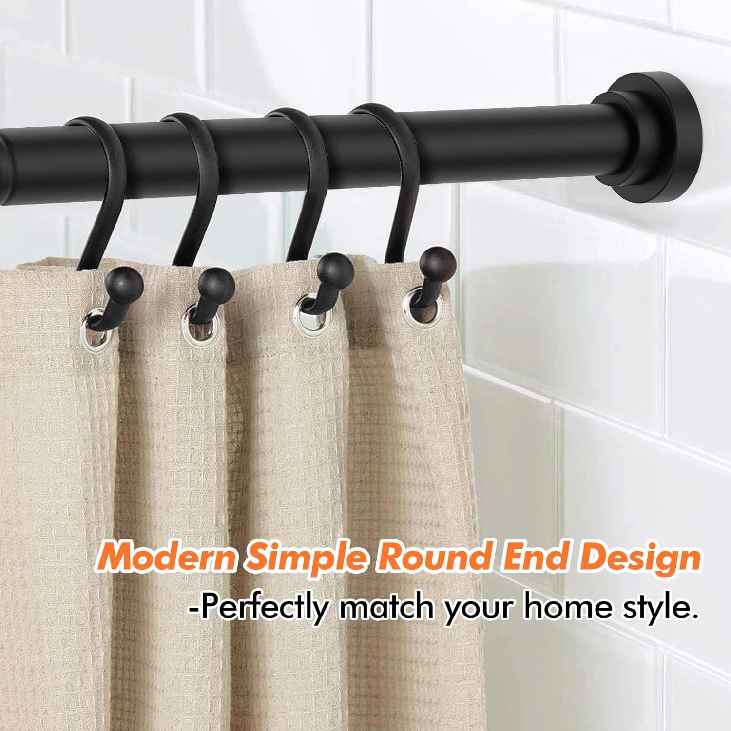 Black Adjustable Stainless Steel Tension Shower Curtain Rod