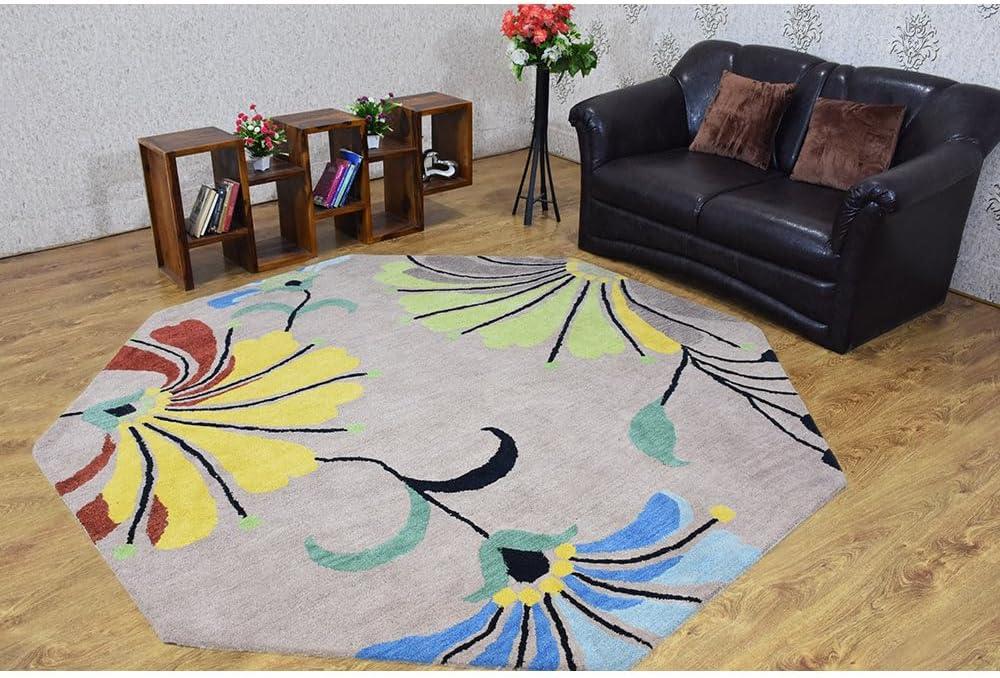 Rugsotic Carpets Hand Tufted Wool Eco-Friendly Area Rugs - 5'x8', Rectangle, Camel, Modern Contemporary Design, High Pile Handmade Anti Skid Rugs for Living Room, Bed Room (K00219)