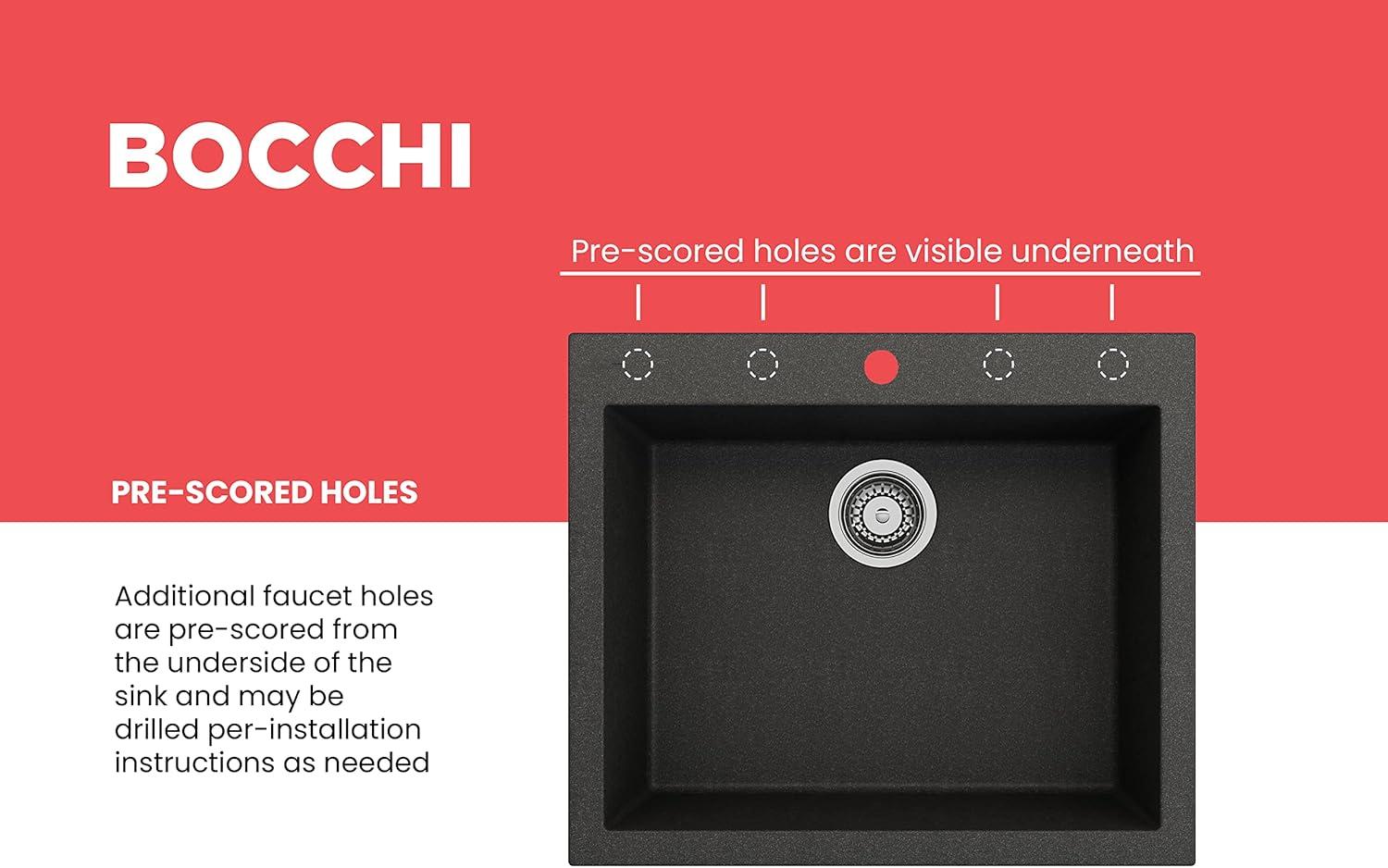 BOCCHI Campino 24'' L Single Bowl Granite Kitchen Sink 1606-505-0126