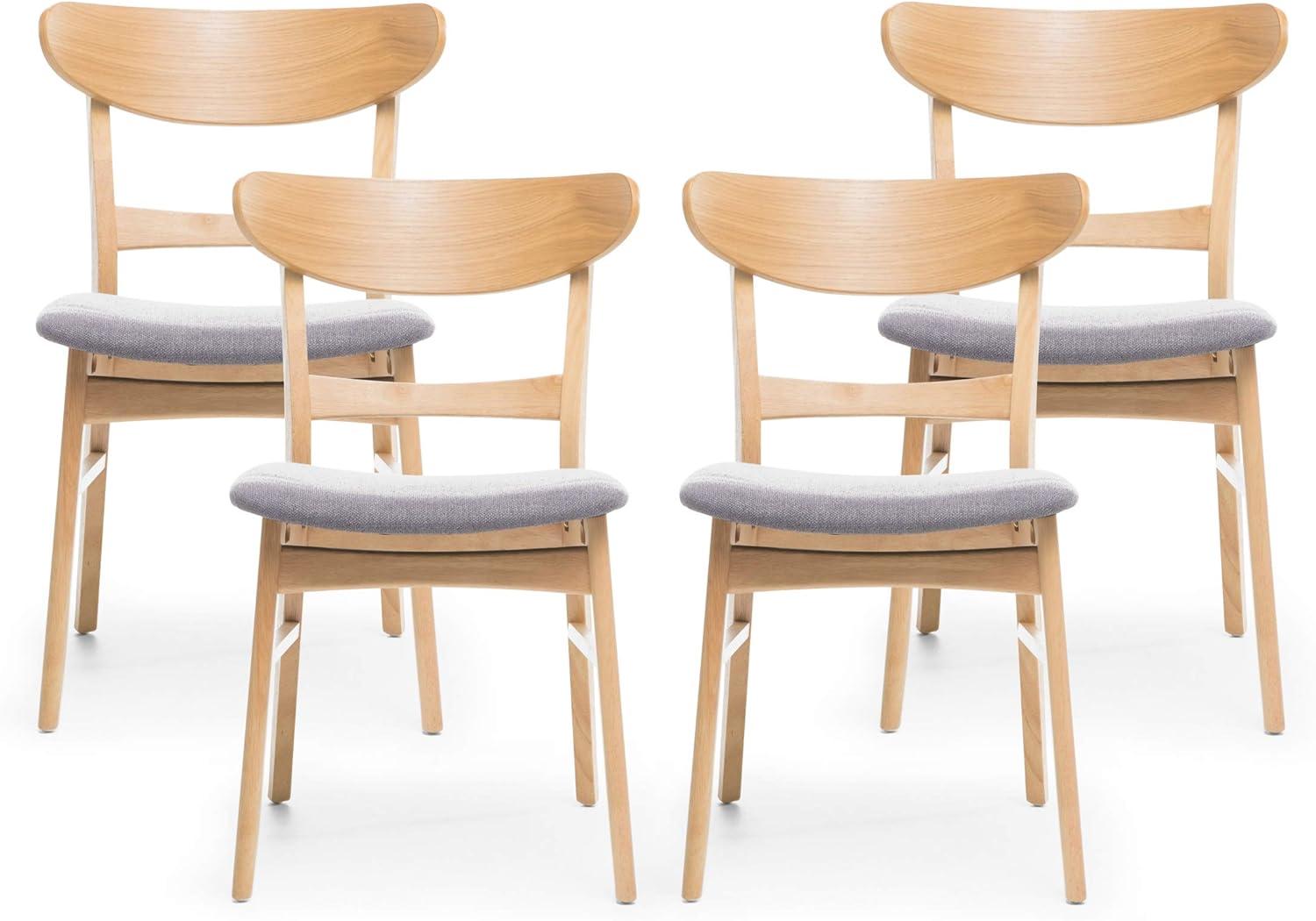 Christopher Knight Home Idalia Mid-century Modern Dining Chairs (Set of 4) by  Dark Gray + Natural Oak Oak Finish