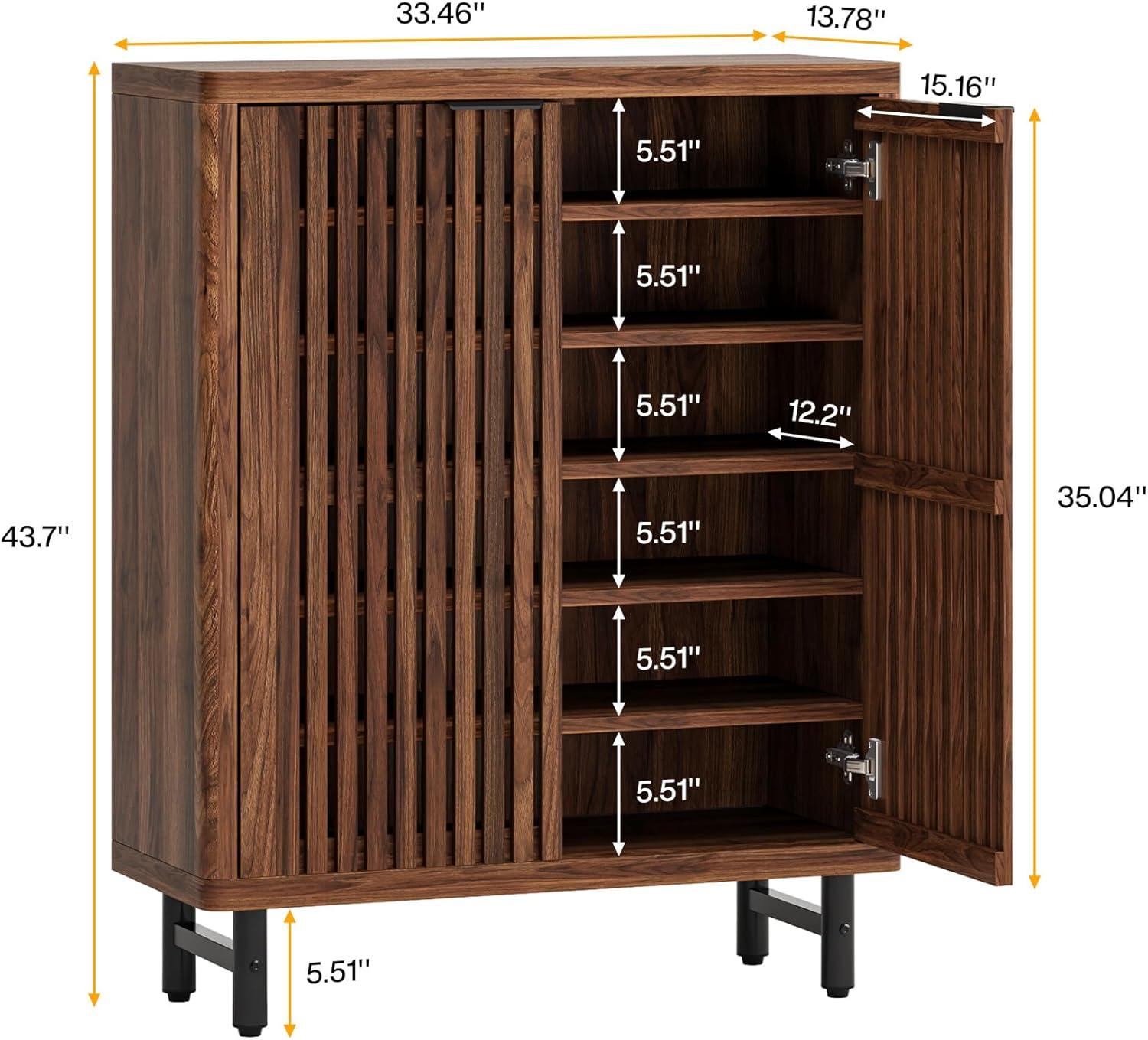 Tribesigns 6-Tier Bathroom Floor Cabinet, Wooden Bathroom Storage Cabinet, Large Sideboard Cabient for Bathroom/Kitchen/Living Room (Walnut)
