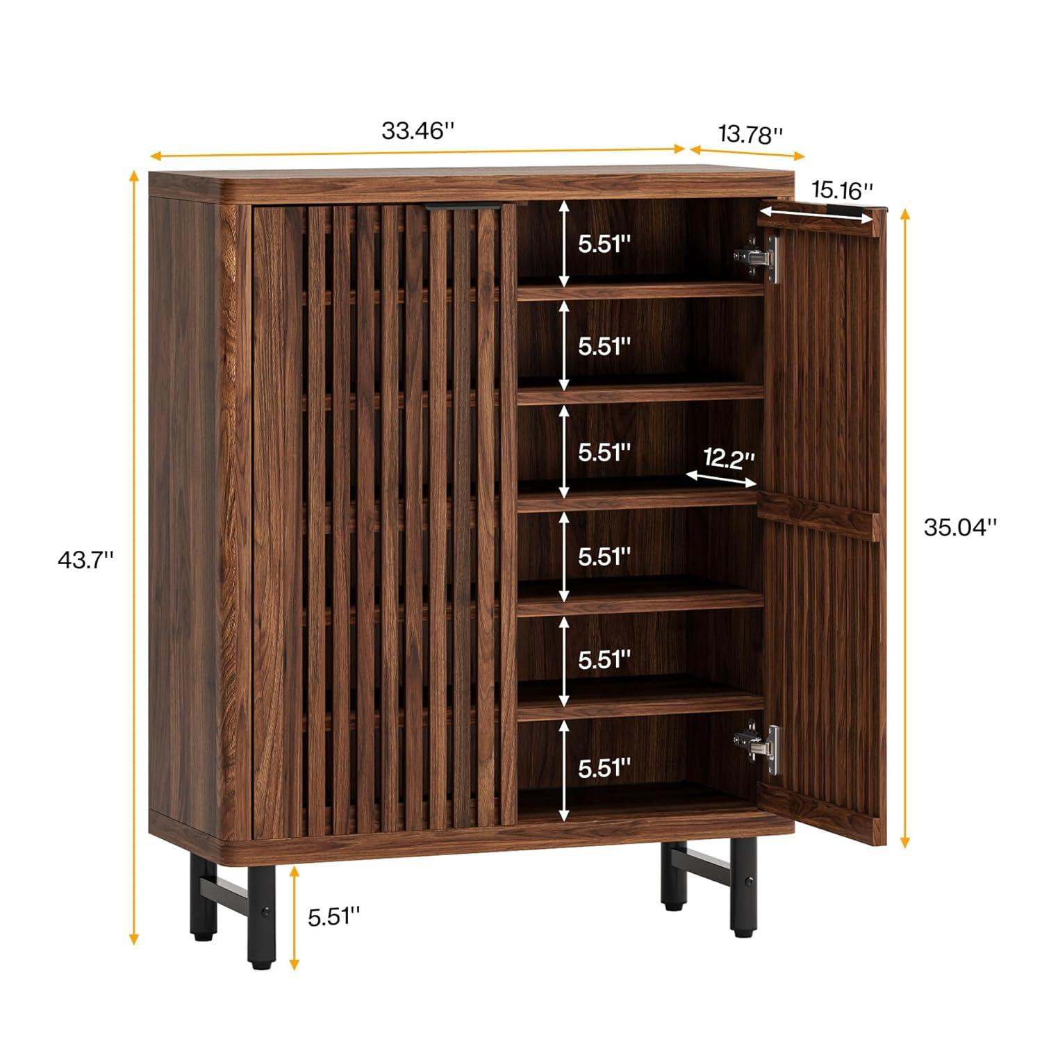 Tribesigns 6-Tier Bathroom Floor Cabinet, Wooden Bathroom Storage Cabinet, Large Sideboard Cabient for Bathroom/Kitchen/Living Room (Walnut)