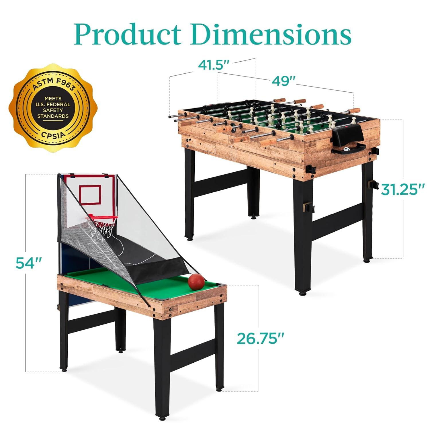 Best Choice Products 13-in-1 Combo Game Table Set w/ Ping Pong, Foosball, Basketball, Hockey, Archery - Natural