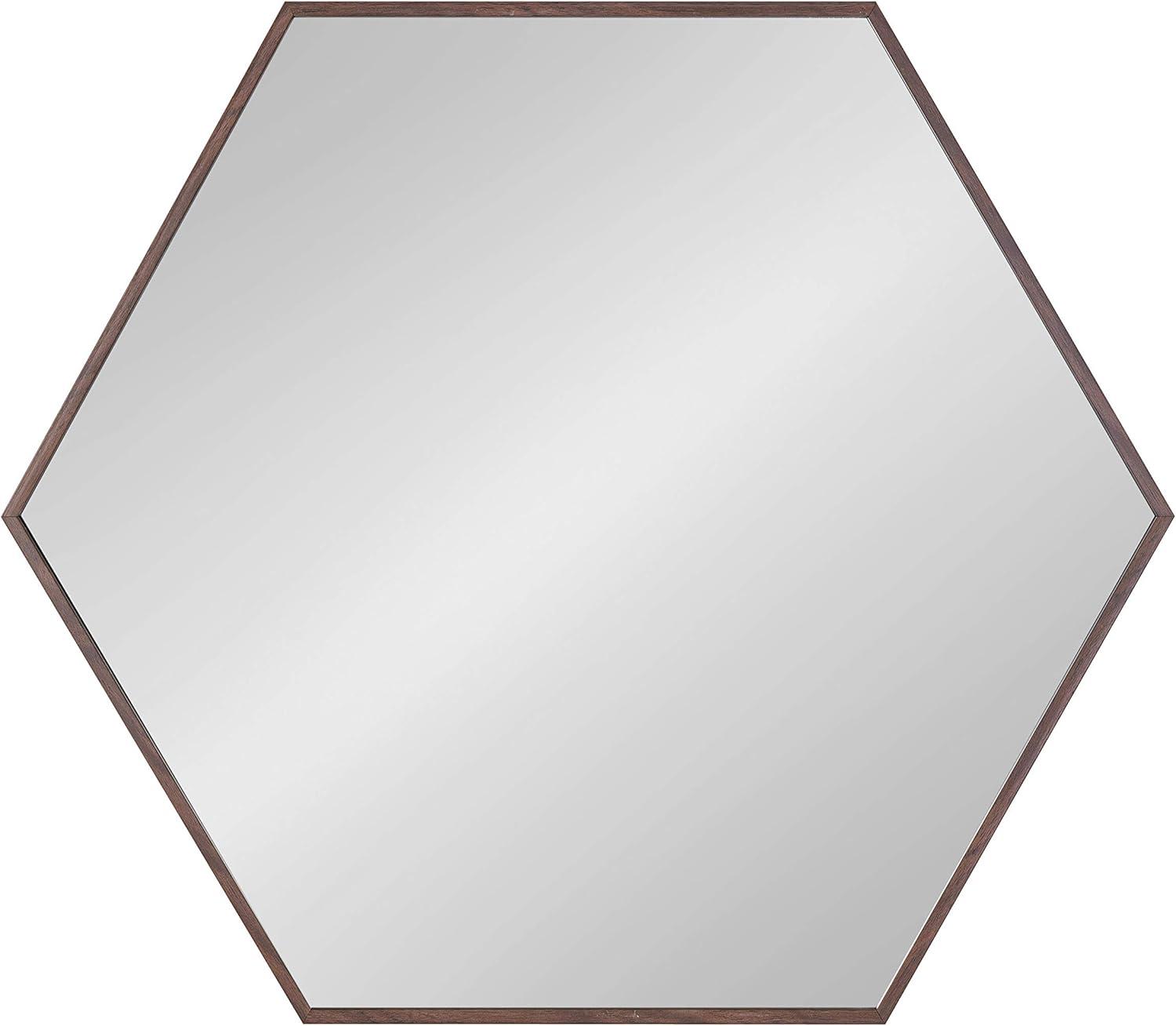 22" x 25" Rhodes Hexagon Wall Mirror Walnut Brown - Kate & Laurel: Modern Plastic Frame, No Assembly Required