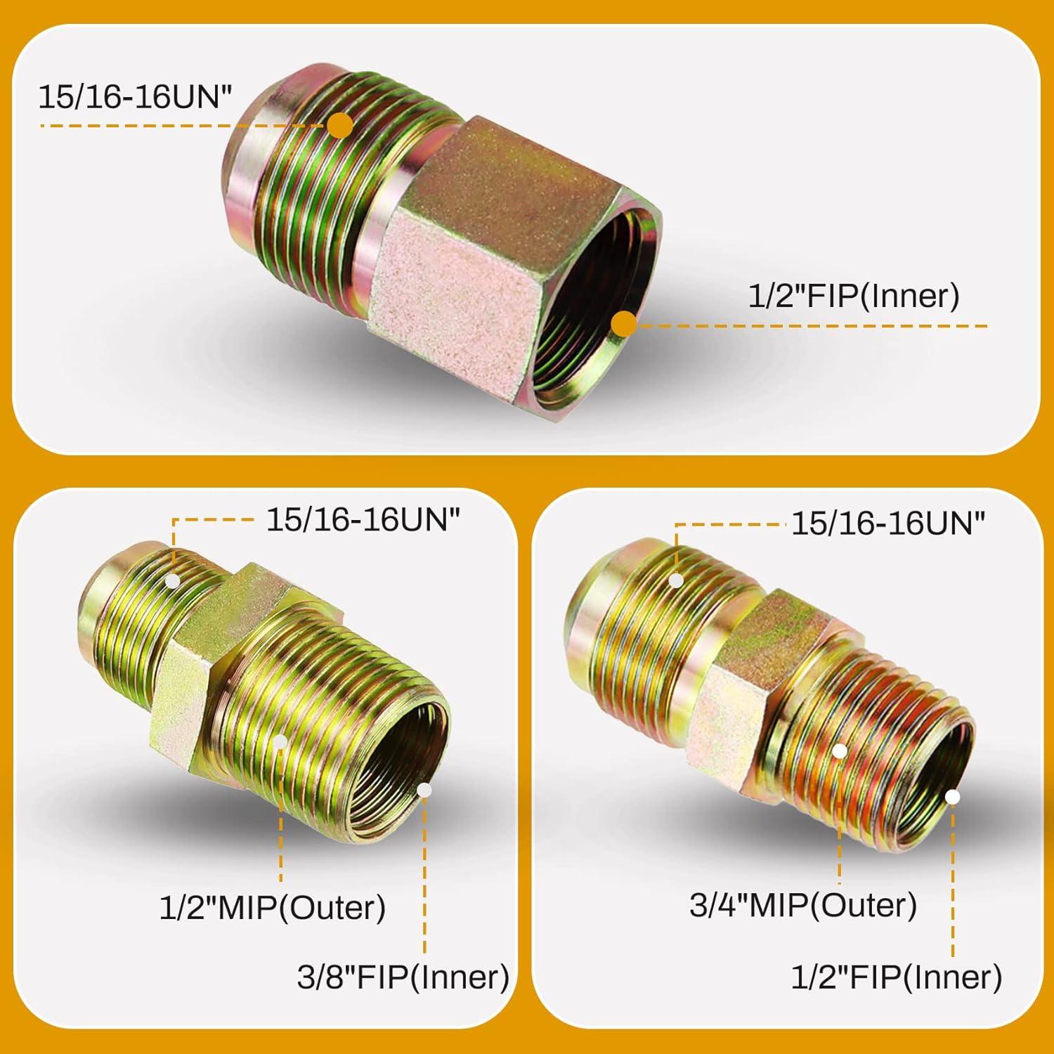 60" Flexible Gas Line Kit for Dryer, Stove, Range, Stainless Steel Gas Dryer Connector Kit, 5/8 in.OD(1/2 in. ID）Dryer Gas Line with Connector 1/2" FIP & 1/2" MIP & 3/4" MIP Fitting