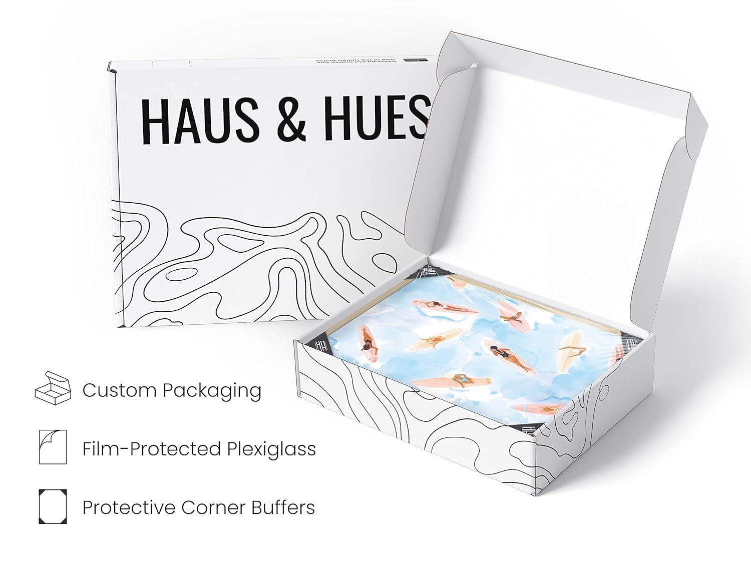 Beige Framed Watercolor Surfboard Beach Scene Poster