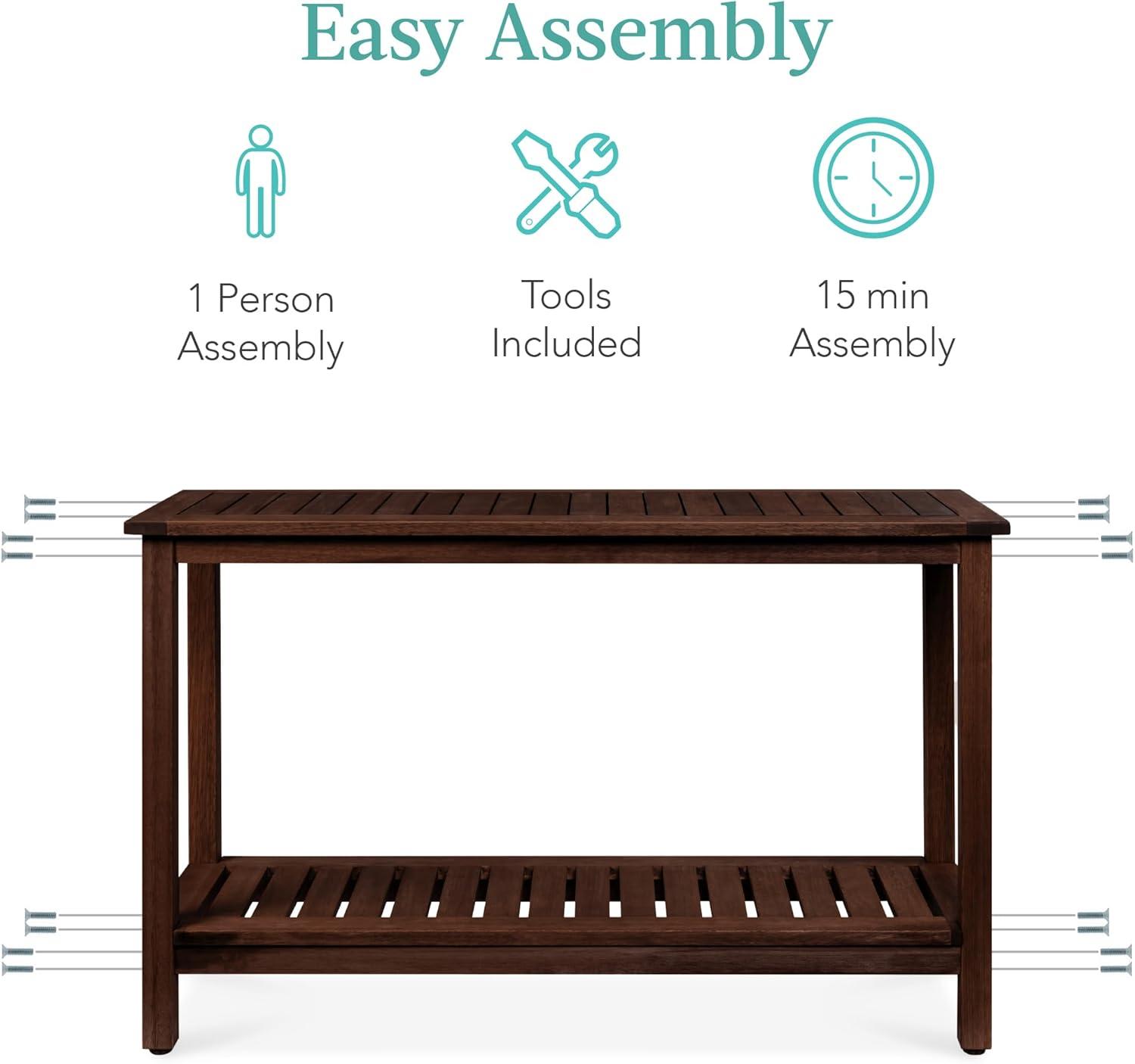 Best Choice Products 48in 2-Shelf Indoor Outdoor Wooden Console Table Multifunctional Buffet Bar Storage - Espresso