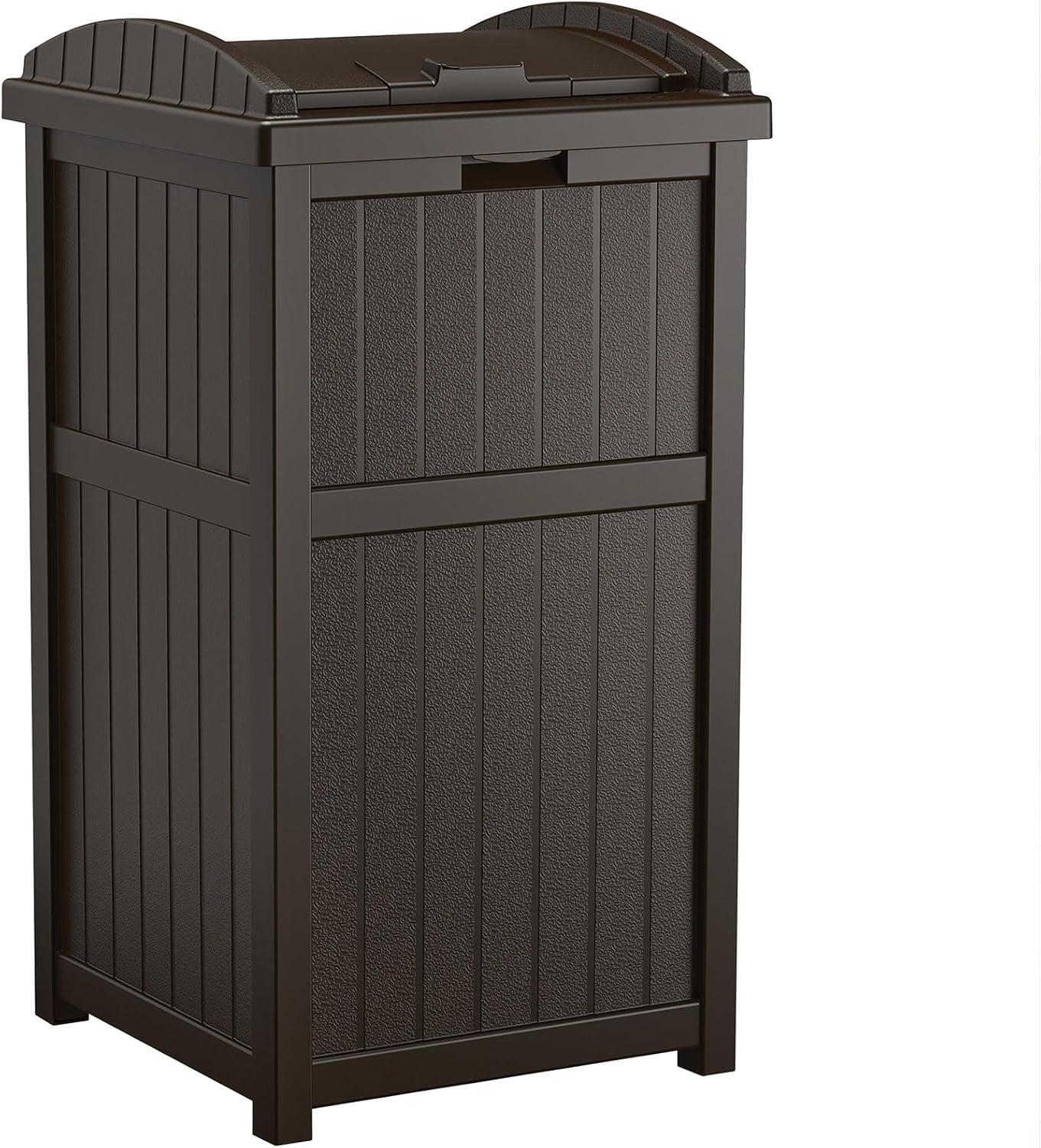 Java Brown 33 Gallon Outdoor Plastic Trash Hideaway