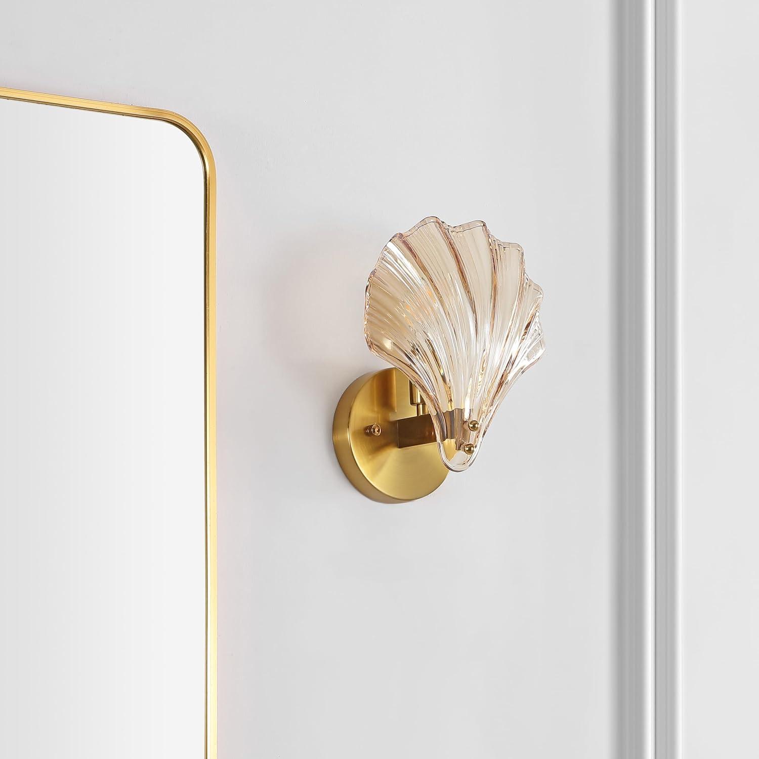 Sirena 5.5" Wall Sconce (Set of 2) - SCN4087 - Amber/Brass - Safavieh