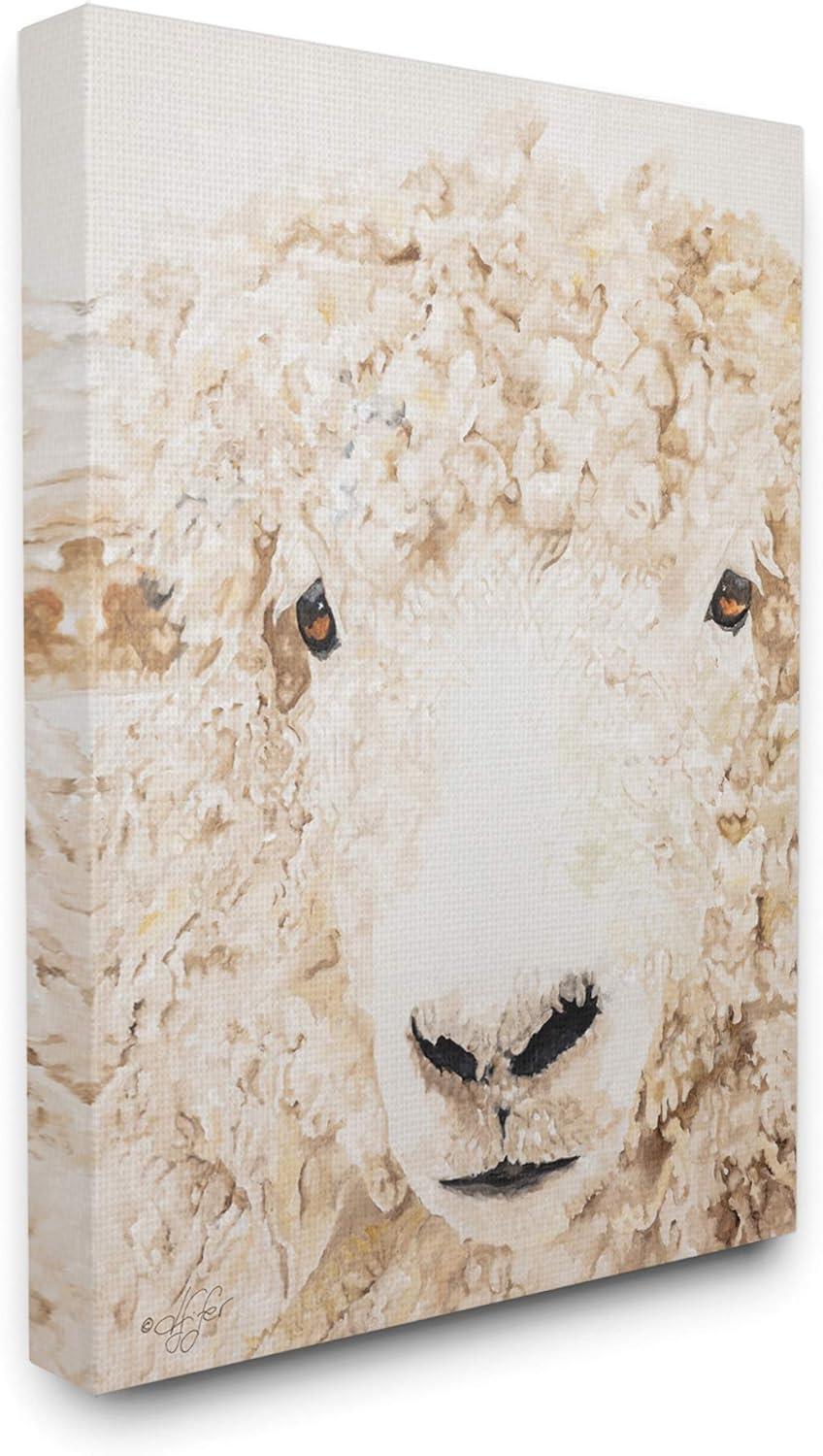 Stupell Home Décor Sheep Portrait Farm Animal Painting Canvas Wall Art by Diana Fifer