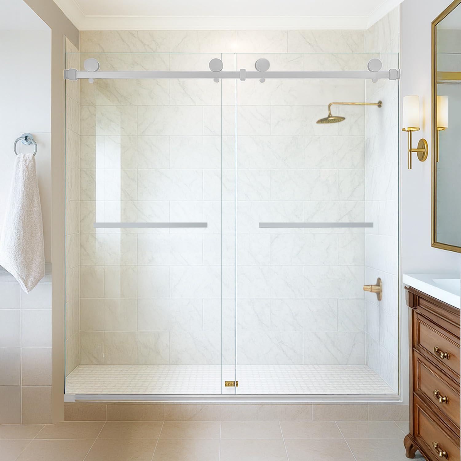 44" - 48" W 74” H Double Sliding Frameless Shower Door