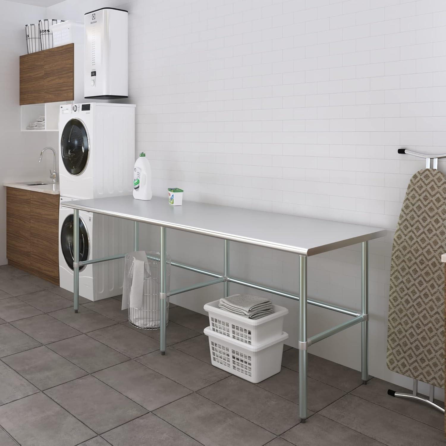 AmGood 30 in. x 96 in. Open Base Stainless Steel Work Table | Residential & Commercial