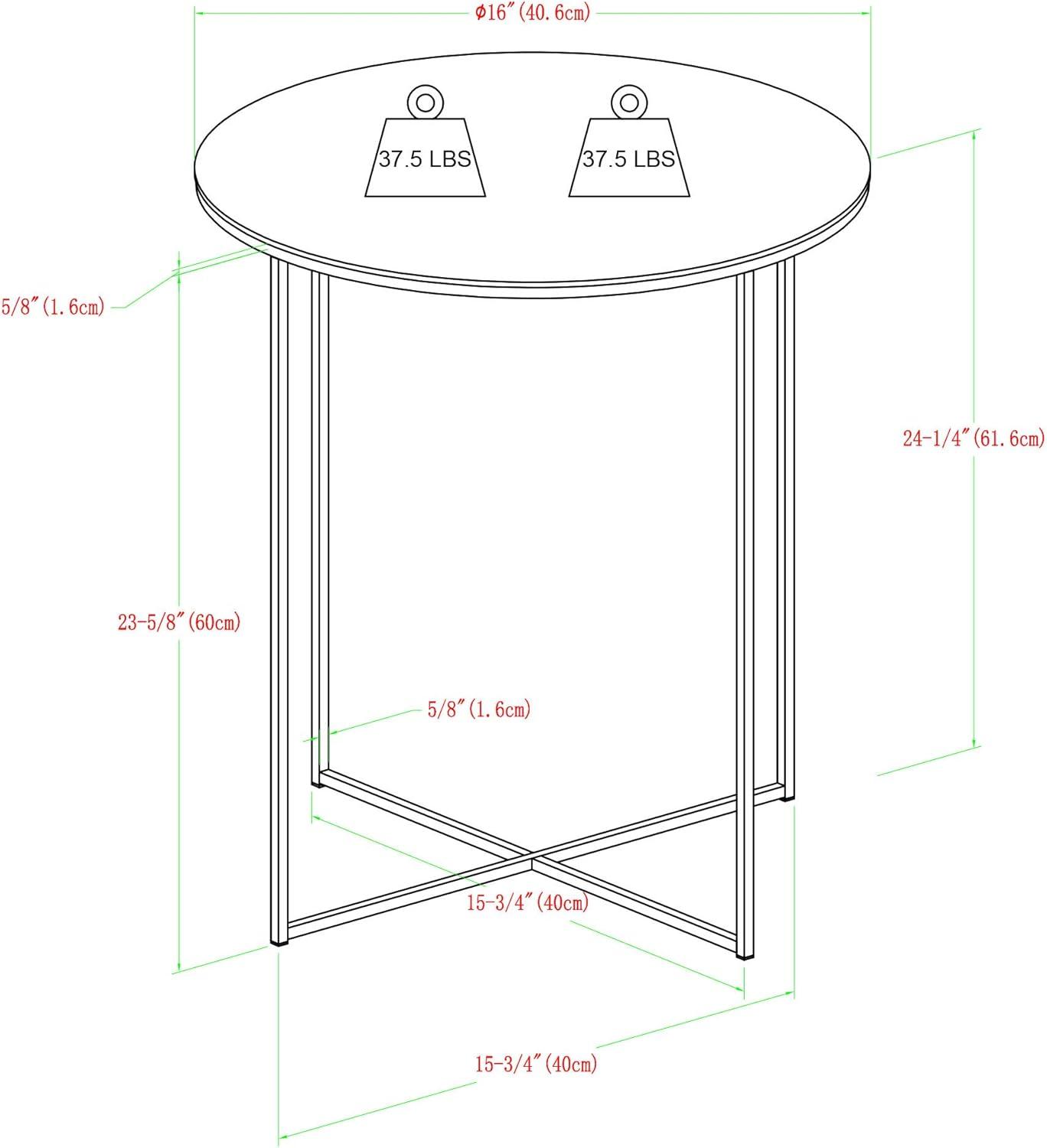 Urban Luxe Faux Marble and Gold Metal X-Leg End Table Pair