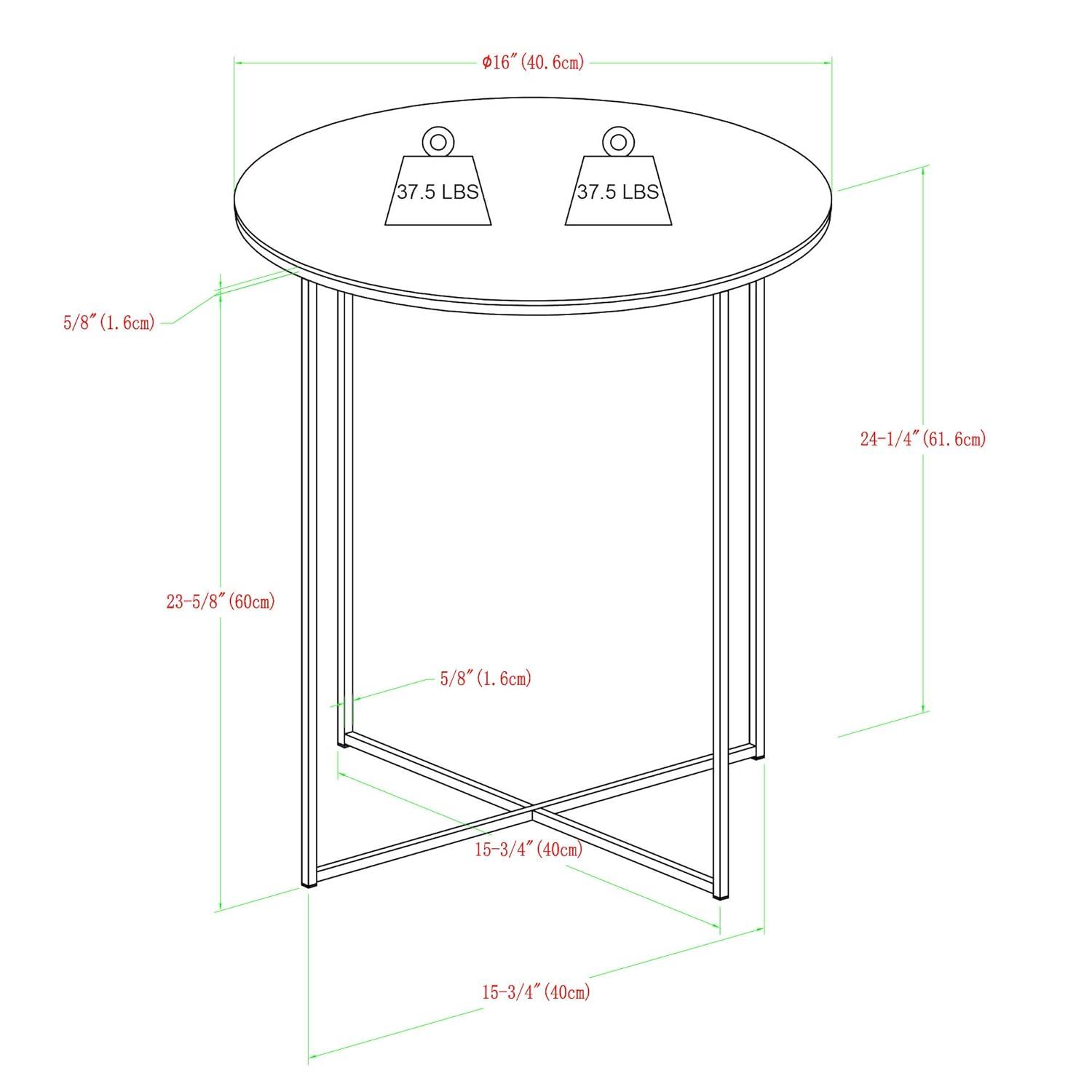 Walker Edison Cora Modern Faux Marble Round Accent Table with X Base, 2 pack, Marble and Gold
