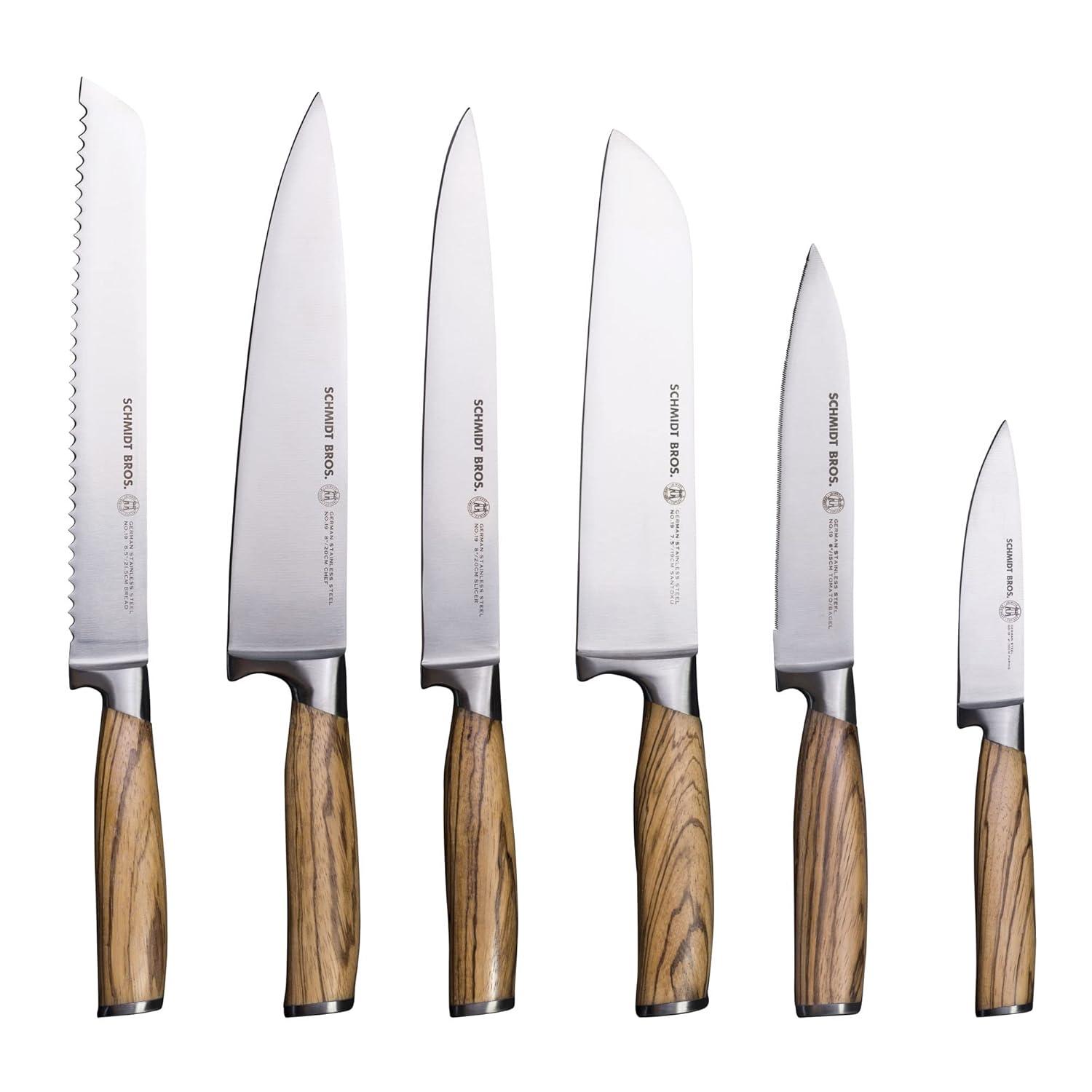 Schmidt Brothers Cutlery Zebra Wood 7-Piece Knife Block Set
