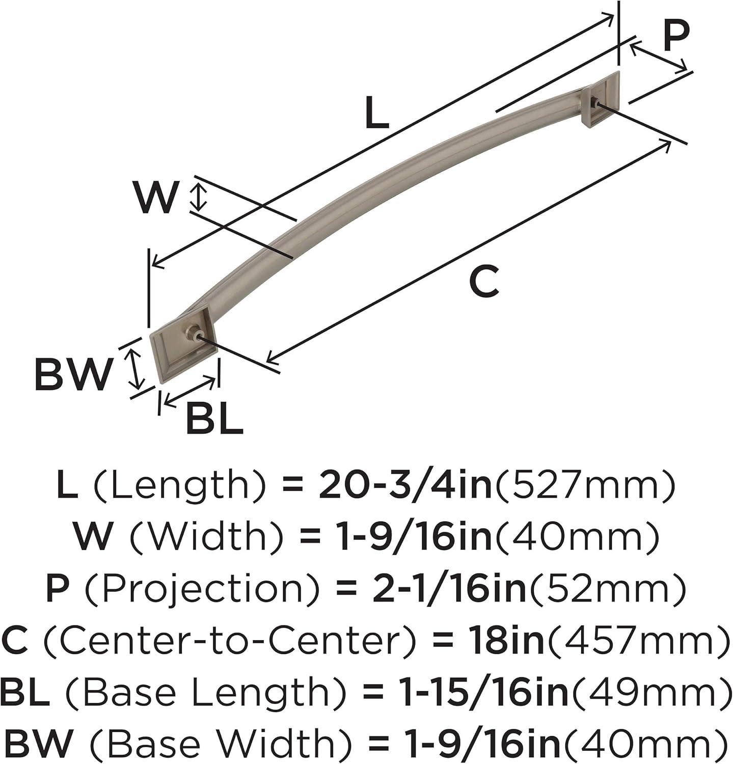 Amerock Candler 18 inch (457mm) Center-to-Center Satin Nickel Appliance Pull