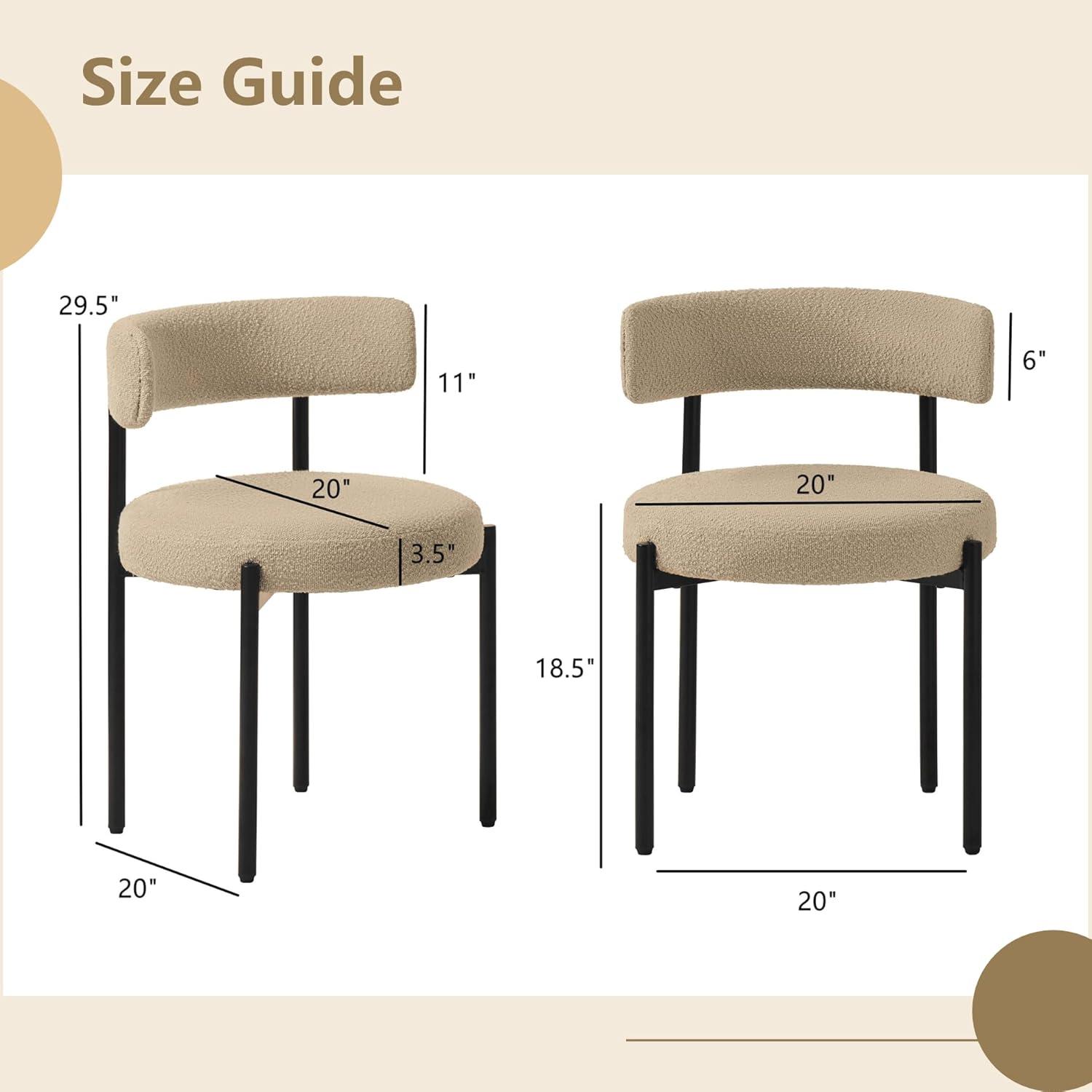 CONCETTA Dining Chairs Set of 4, Kitchen Chairs with Curved Backrest & Metal Legs, Mid Century Modern Round Dining Room Chairs for Vanity, Living Room,Beige