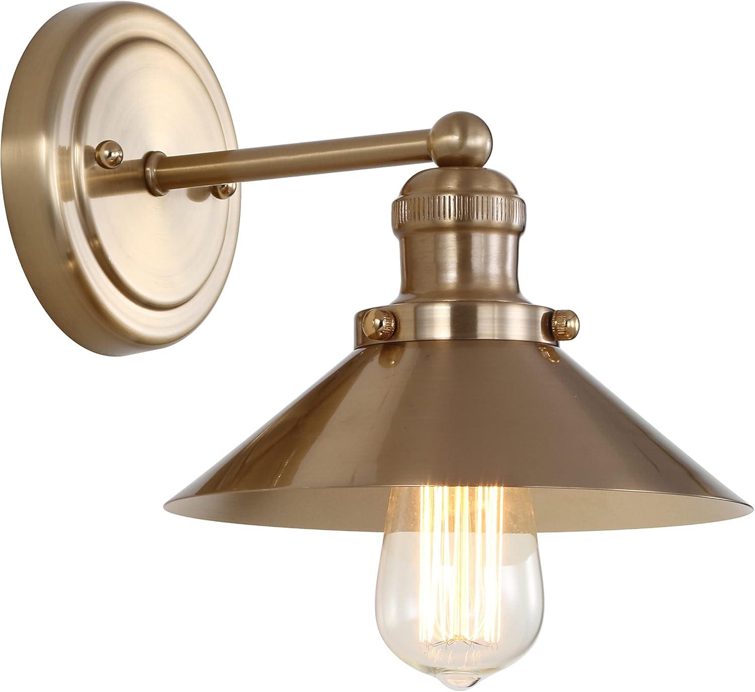 August 7.75 in. Metal Shade Brass Gold Vanity Light