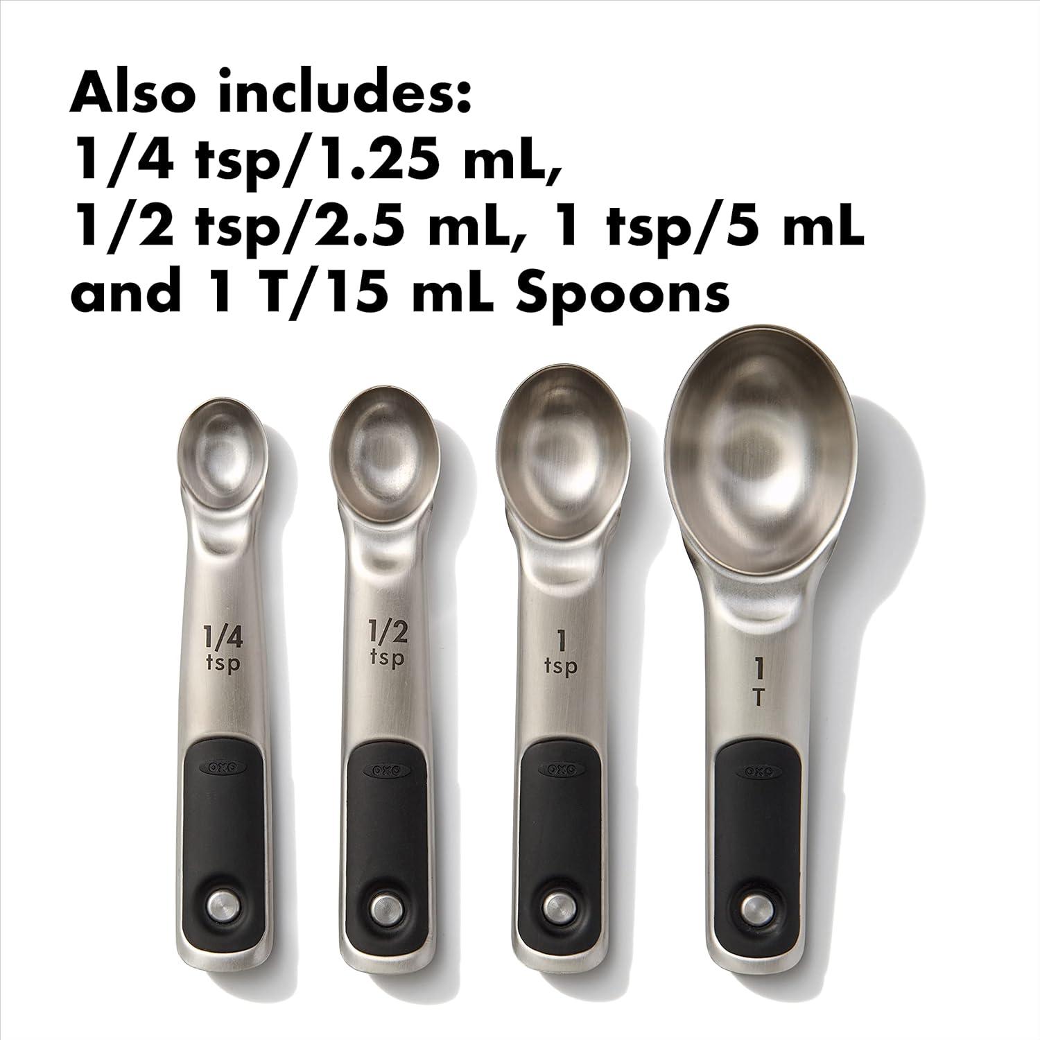 OXO Stainless Steel Magnetic Measuring Cup and Spoon Set