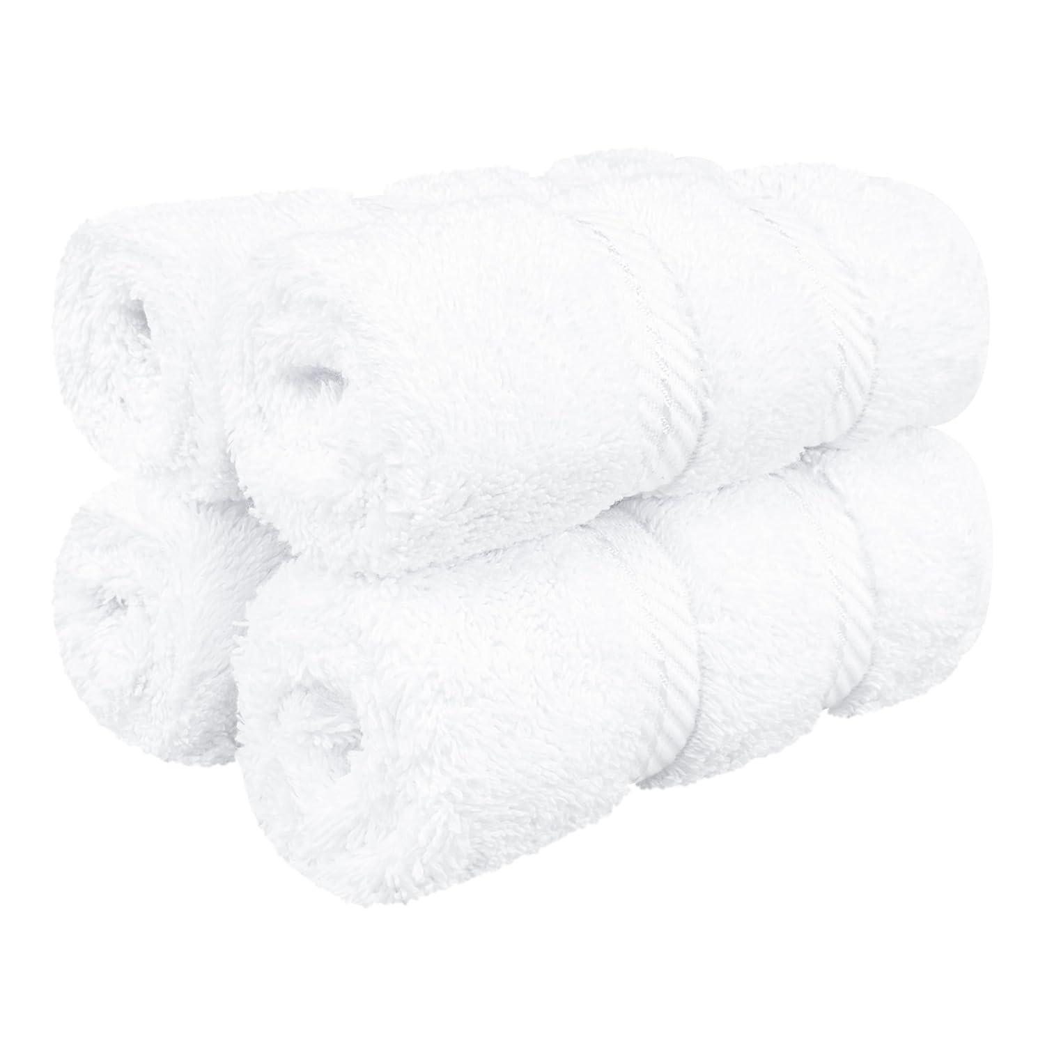 American Soft Linen 4 Pack Washcloth Set, 100% Cotton Washcloth Hand Face Towels for Bathroom and Kitchen, White