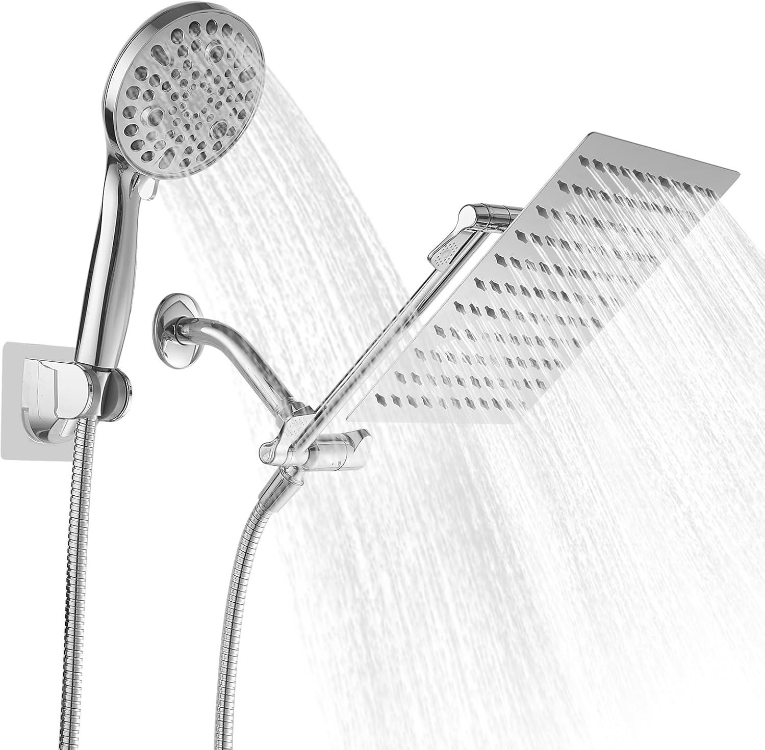 All Metal 10 Inch High Pressure Rainfall Shower Head With Handheld Shower