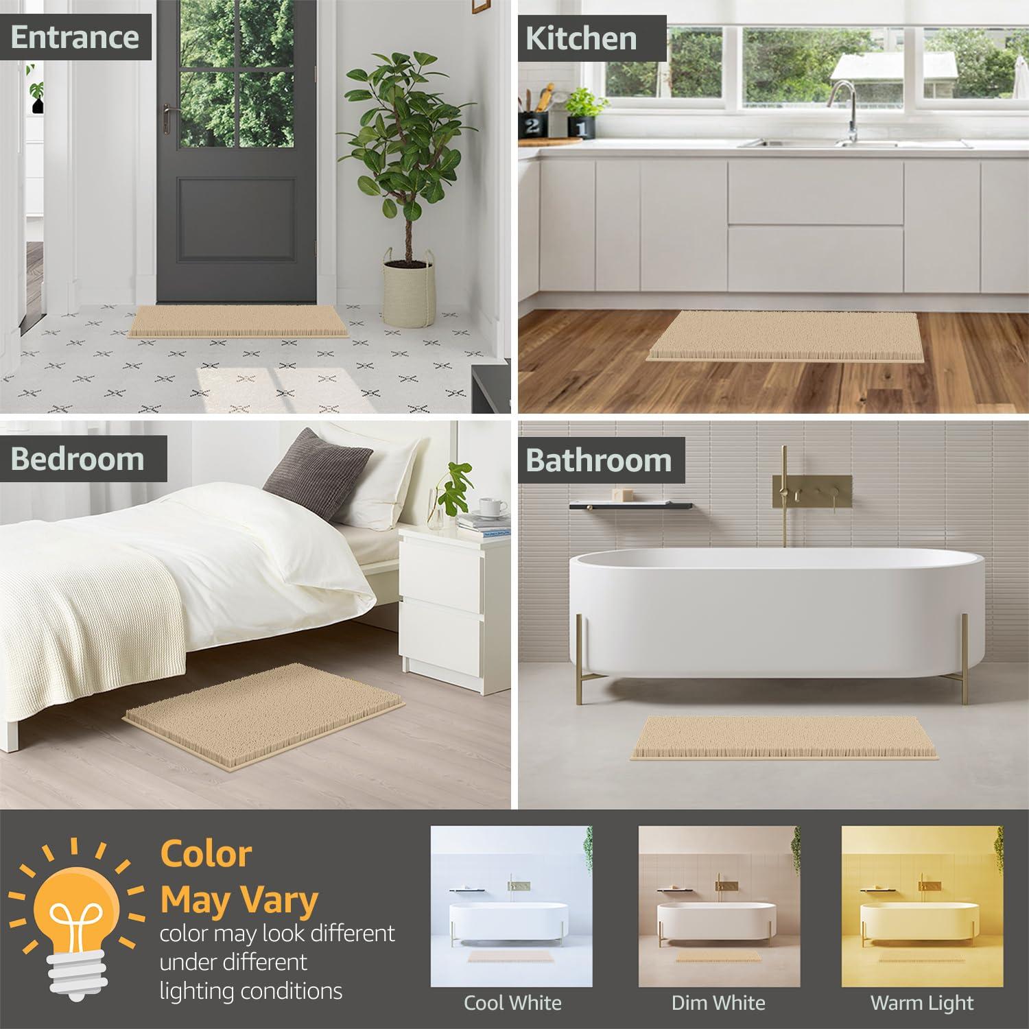 LuxUrux Soft & Plush Shaggy Plum Chenille Microfiber Bath Rug, 20" x 20'', Non-Slip Backing