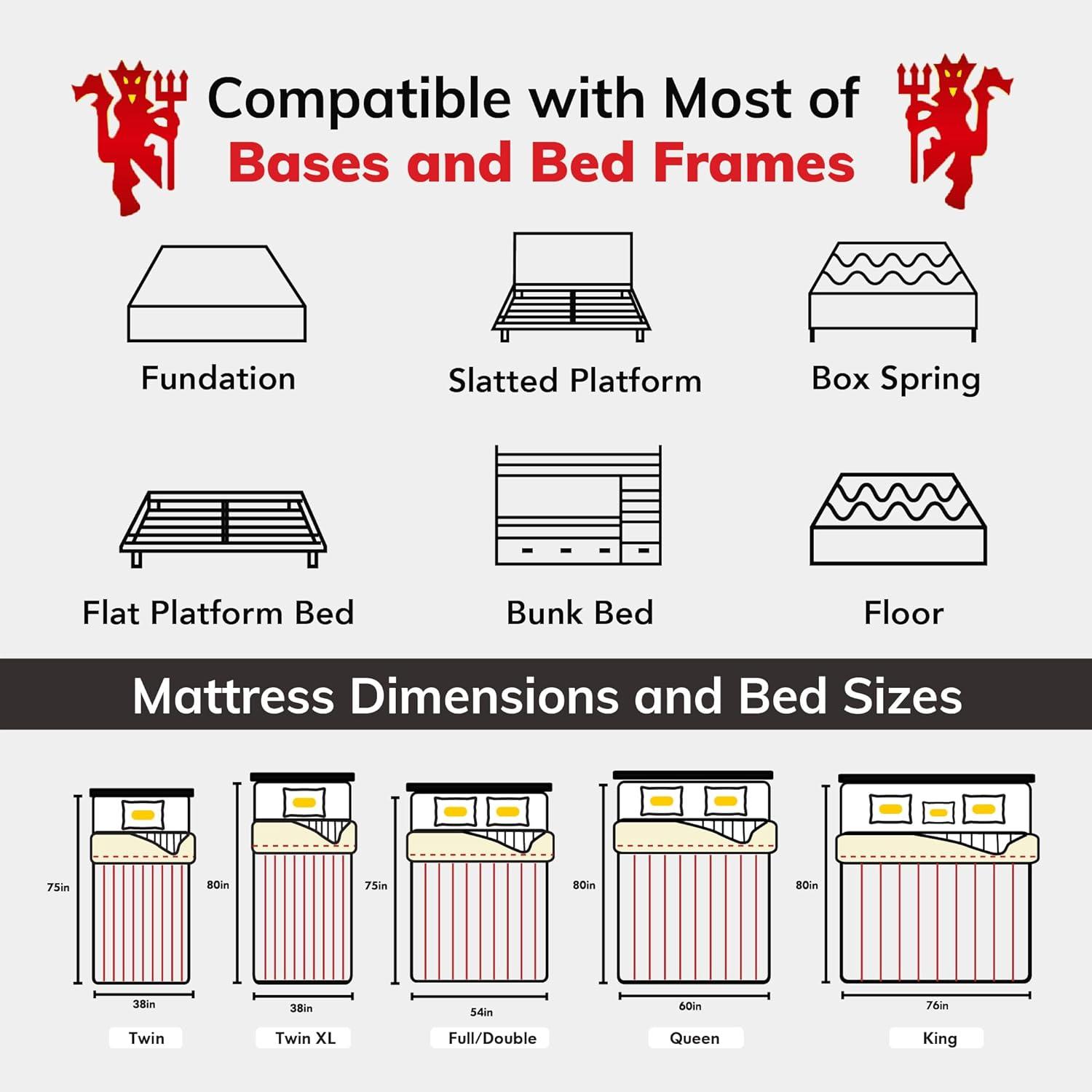 MLILY Manchester United Theatre 12 inch Memory Foam Mattress, Twin XL Size Mattress in a box,Medium Plush